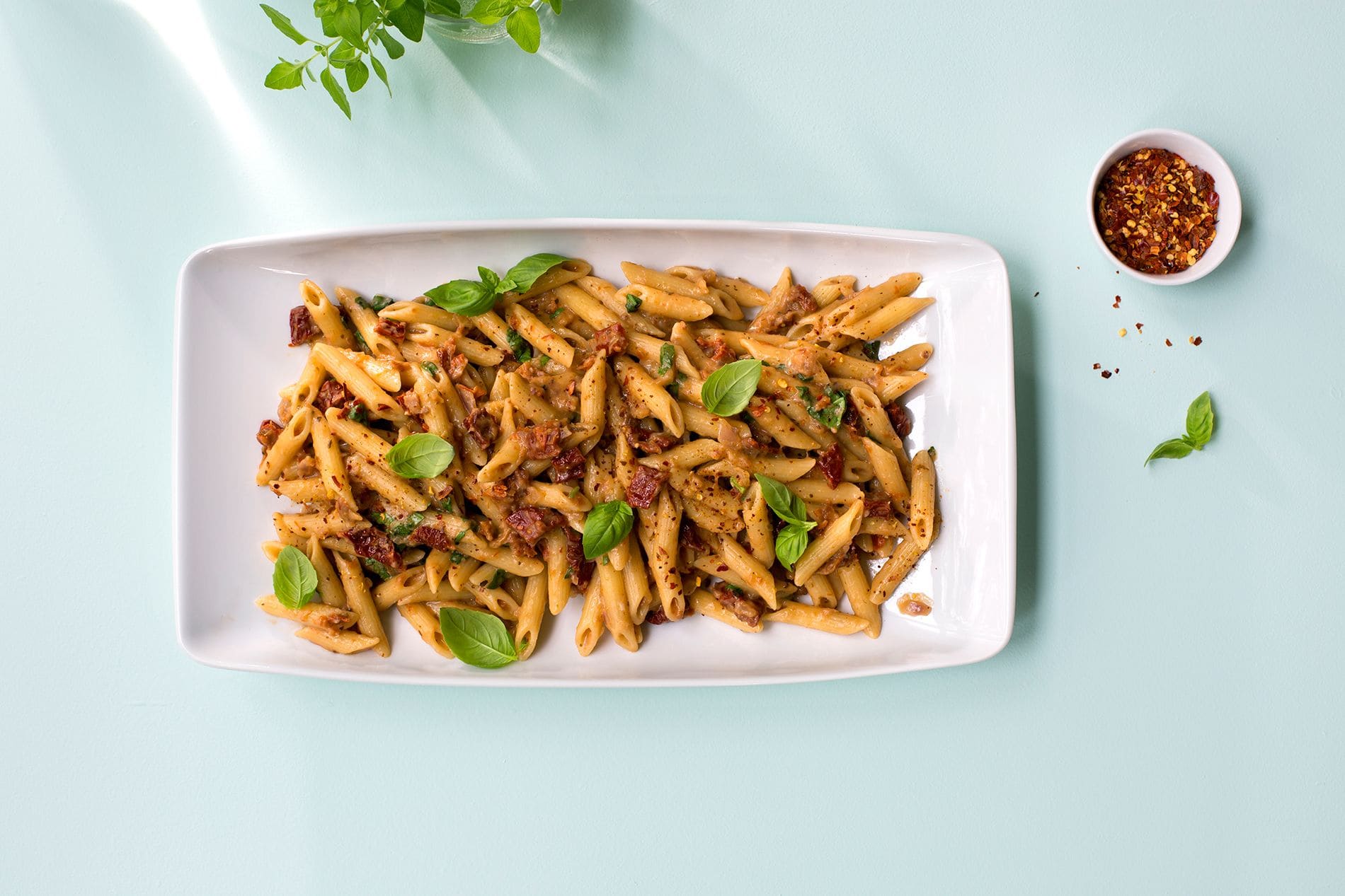 Kremet pasta med soltørkede tomater