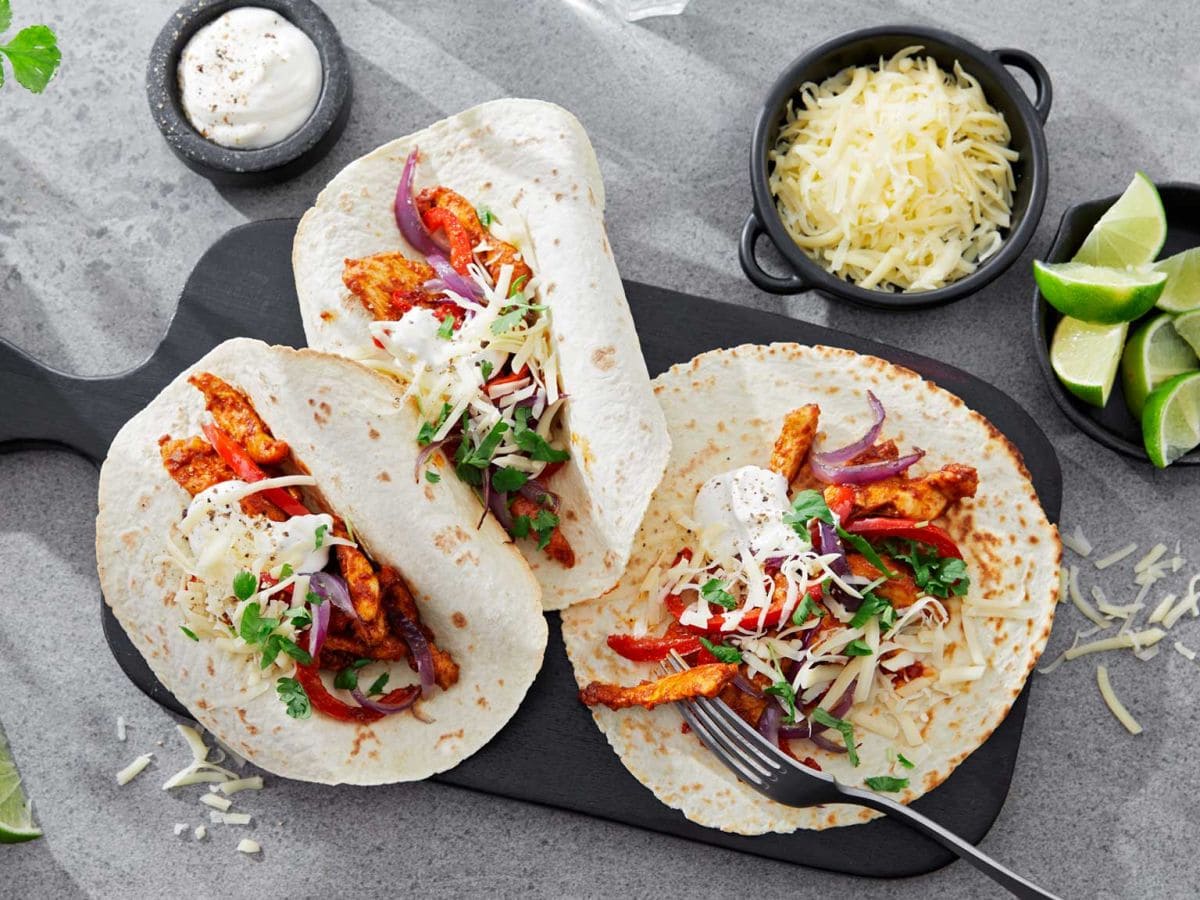 Fajitas med revet ost