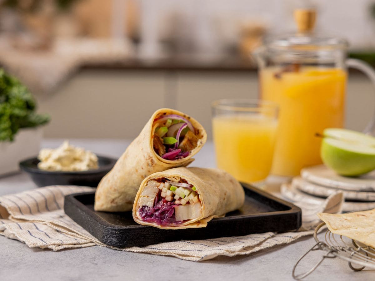 Lefse med ribbe, rødkål og eple