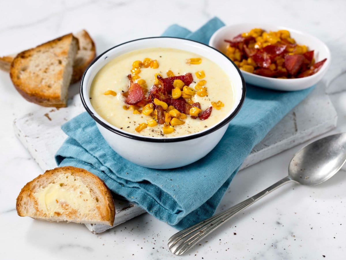 Maissuppe med bacon