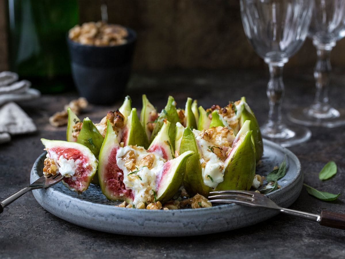 Bakt fiken med chevre