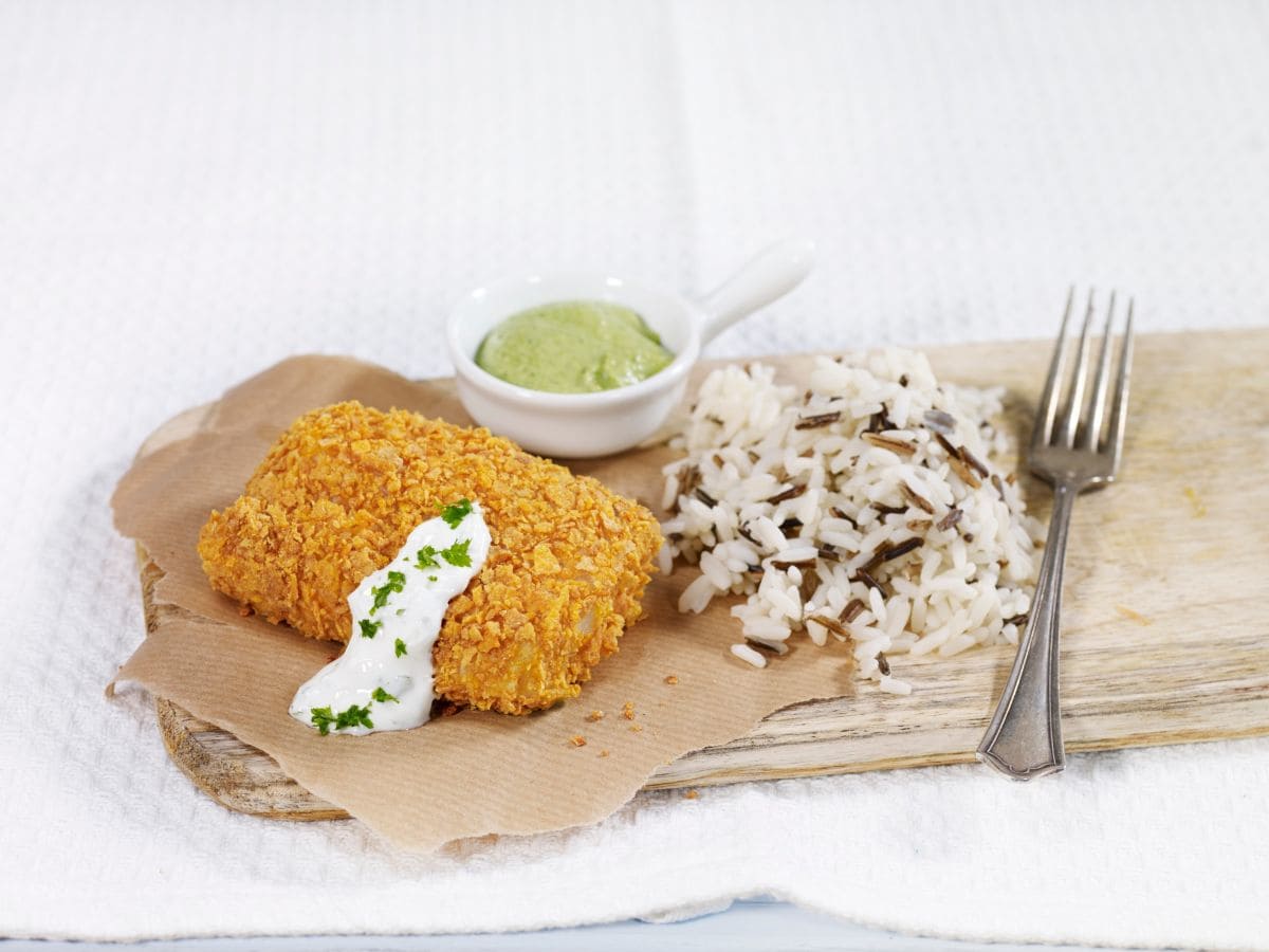 Cornflakes-panert torskefilet med brokkolipuré