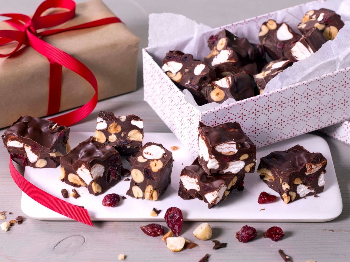 Rocky road med mørk sjokolade