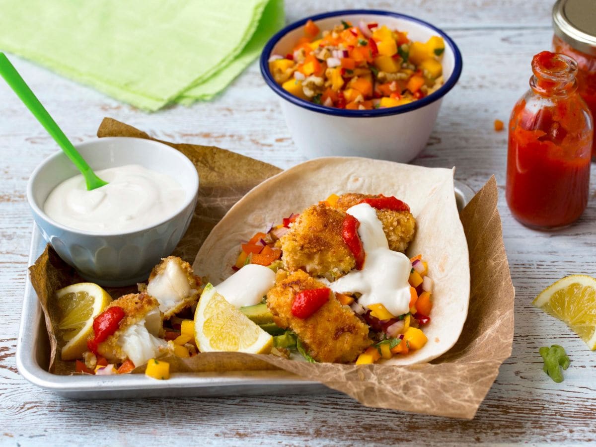 Taco med panert fisk