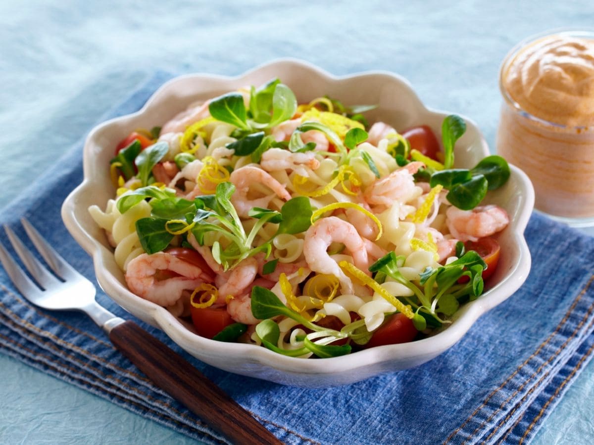 Pastasalat med reker