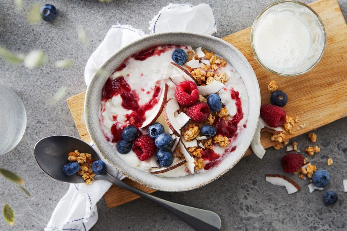 Frokost bowl med cottage cheese og yoghurt