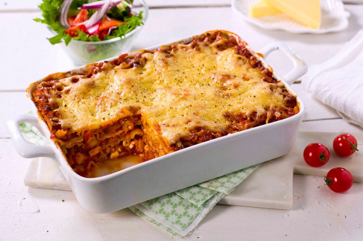 Vegetarlasagne med Cottage Cheese
