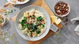 Pasta med ostesaus og grønnsaker
