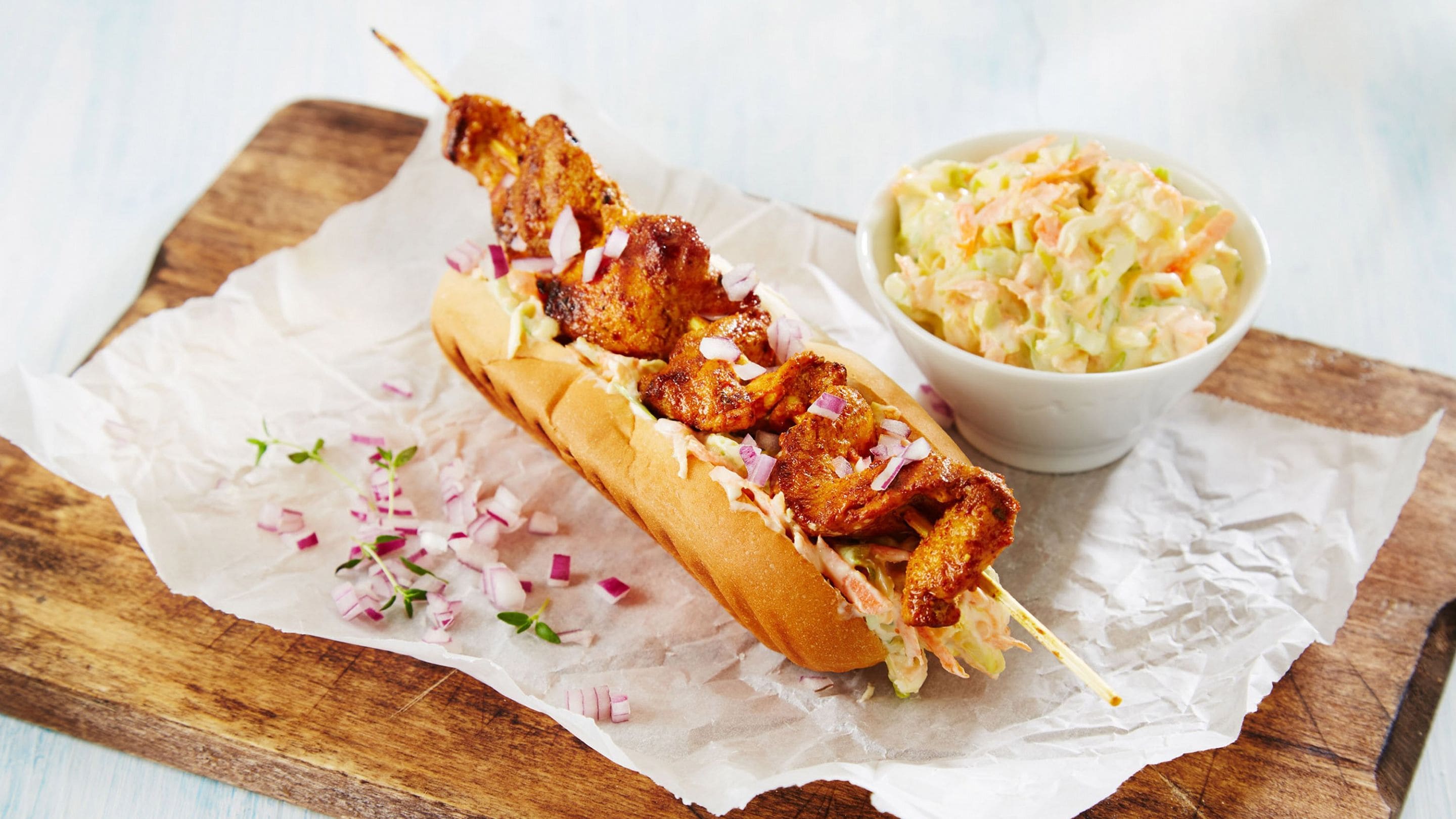 Grillspyd med coleslaw