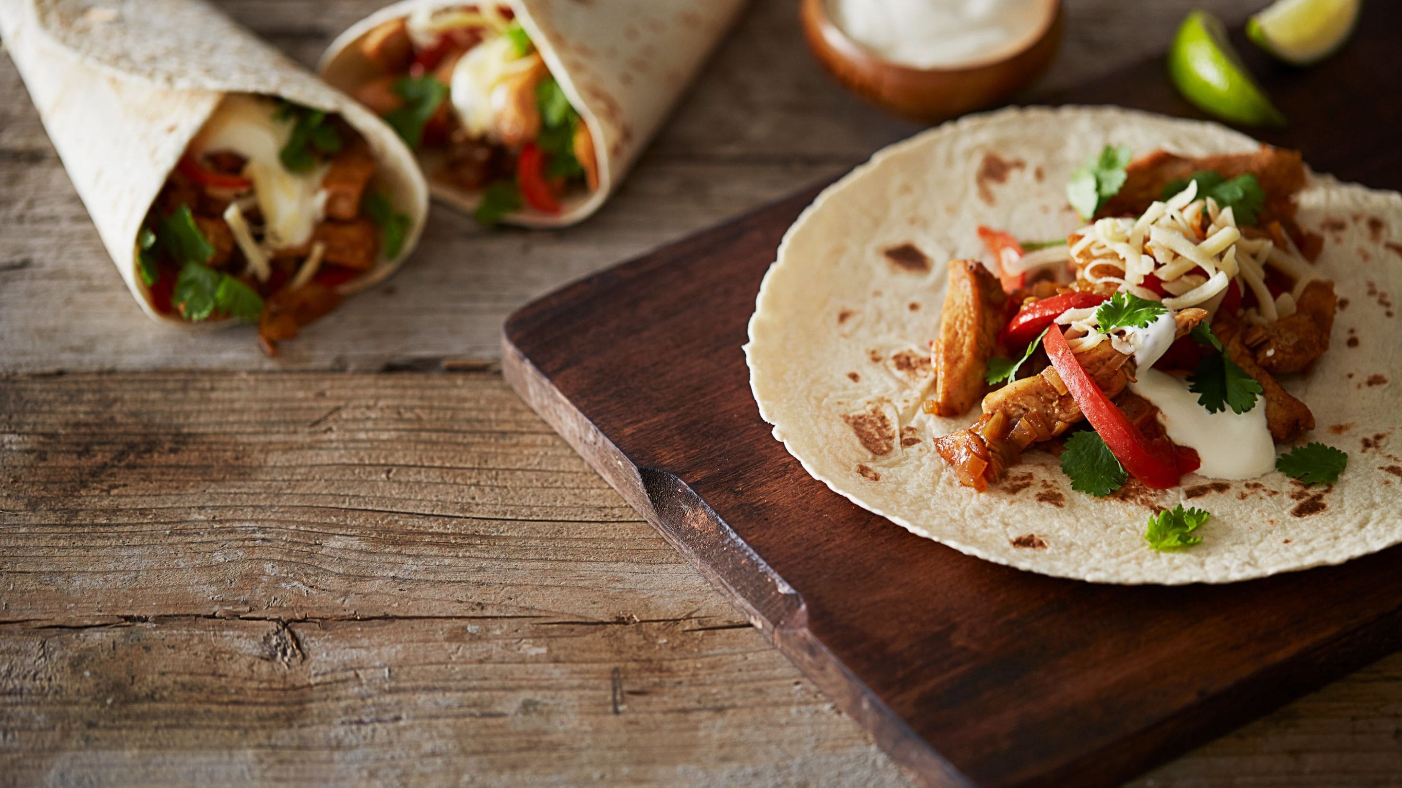 Fajitas med revet ost