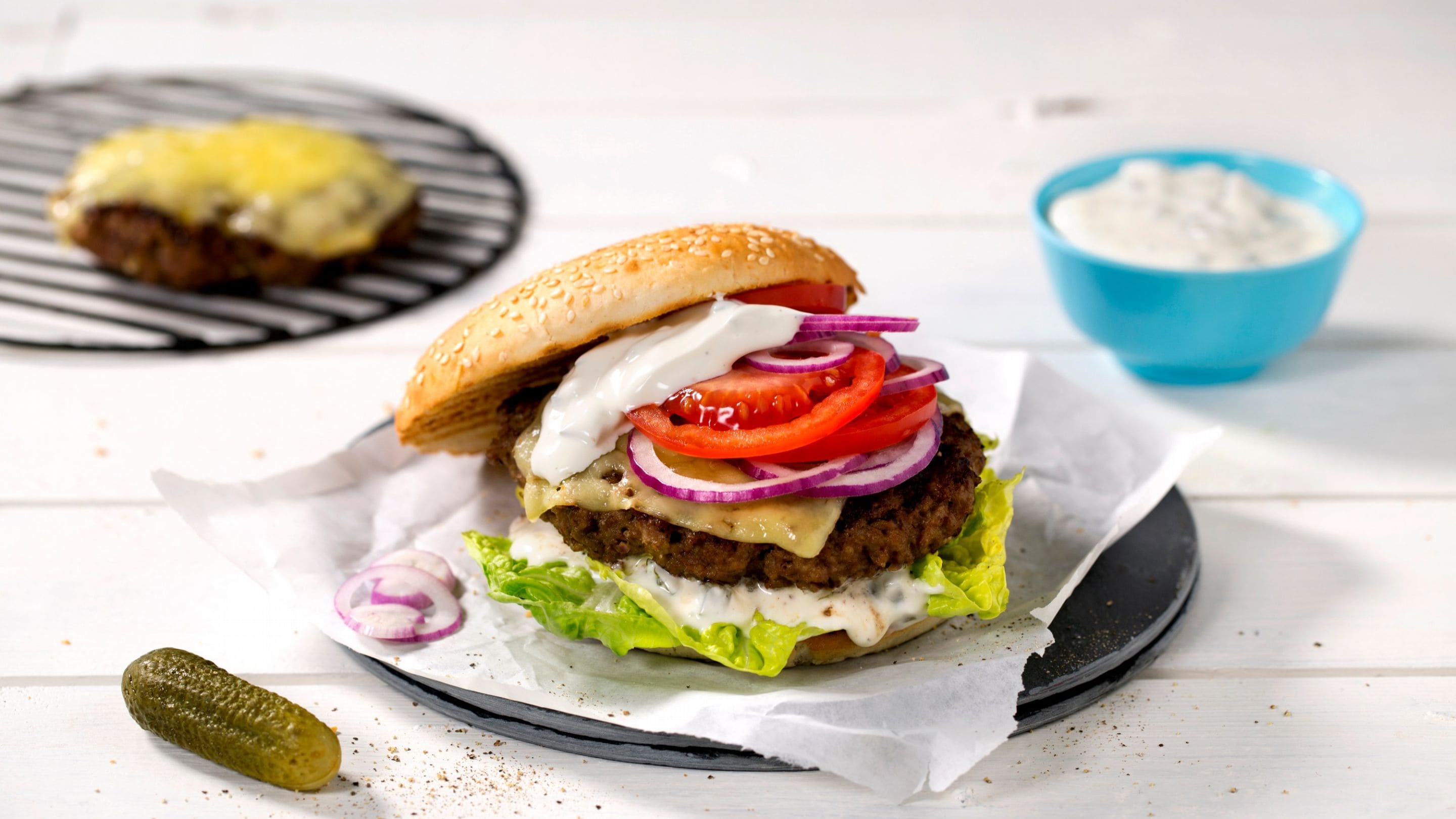 Grillet burger med ost