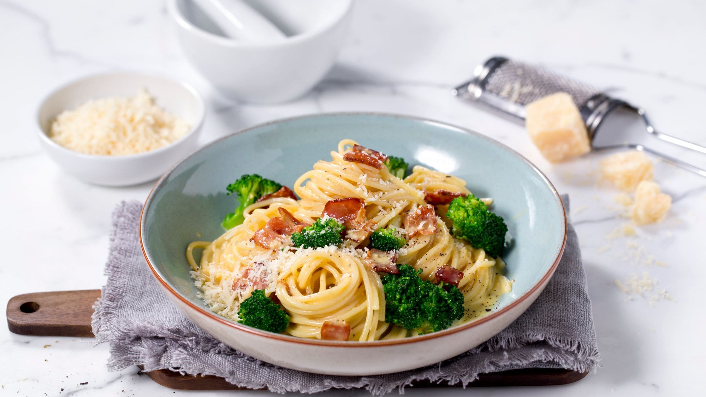 Spaghetti Carbonara med brokkoli