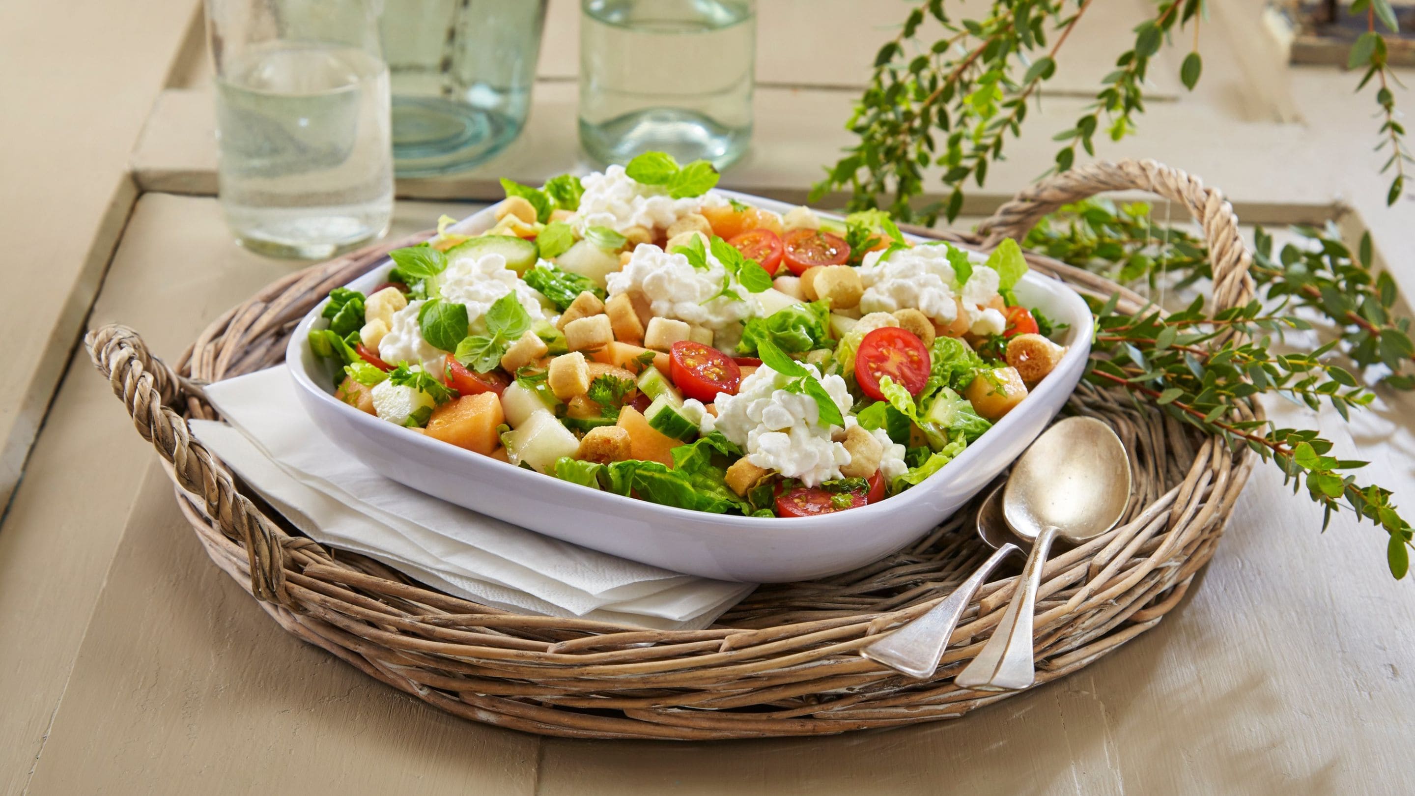 Melon- og Cottage Cheesesalat