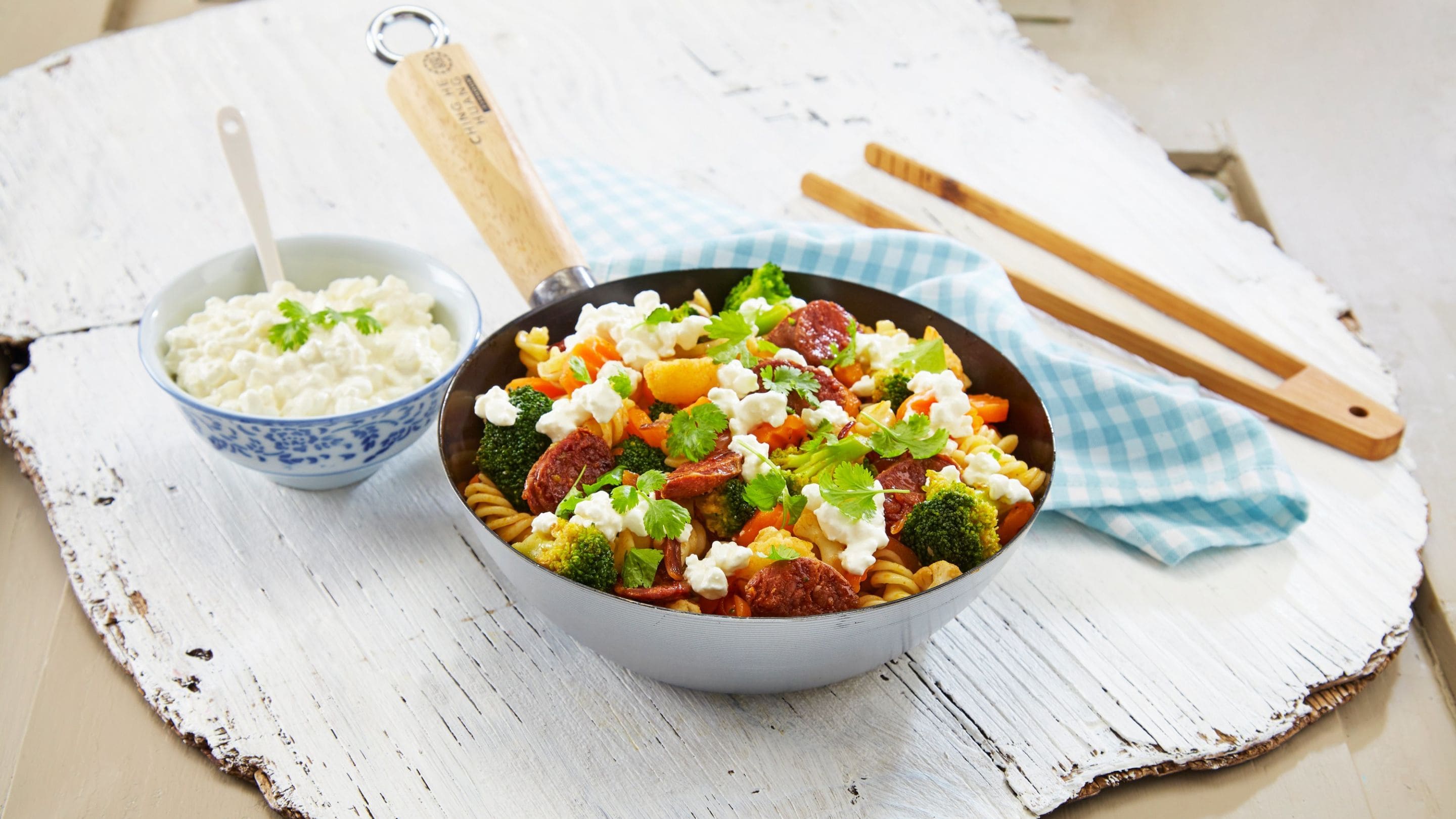 Wokpasta med Cottage Cheese