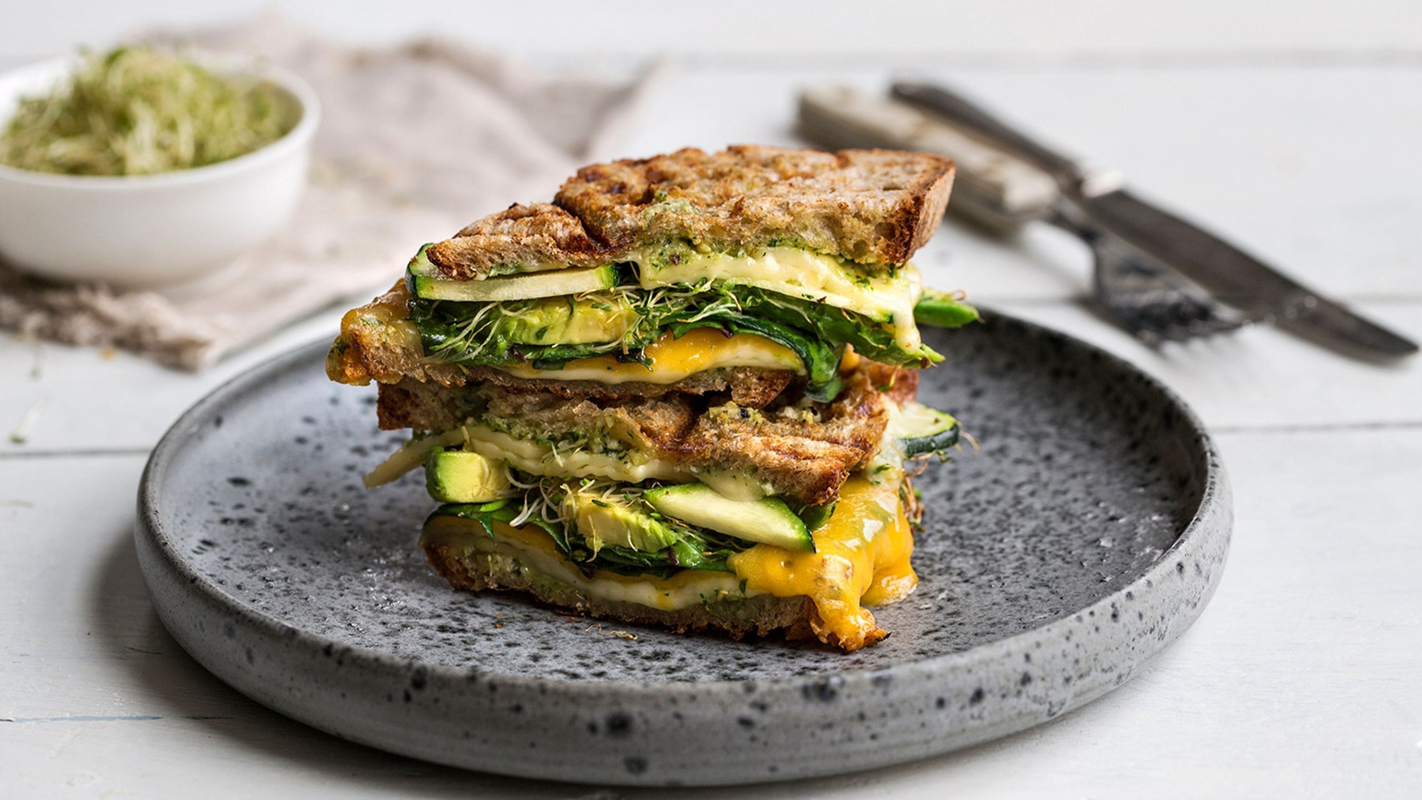 Green Godess Vaffelsandwich med tre oster