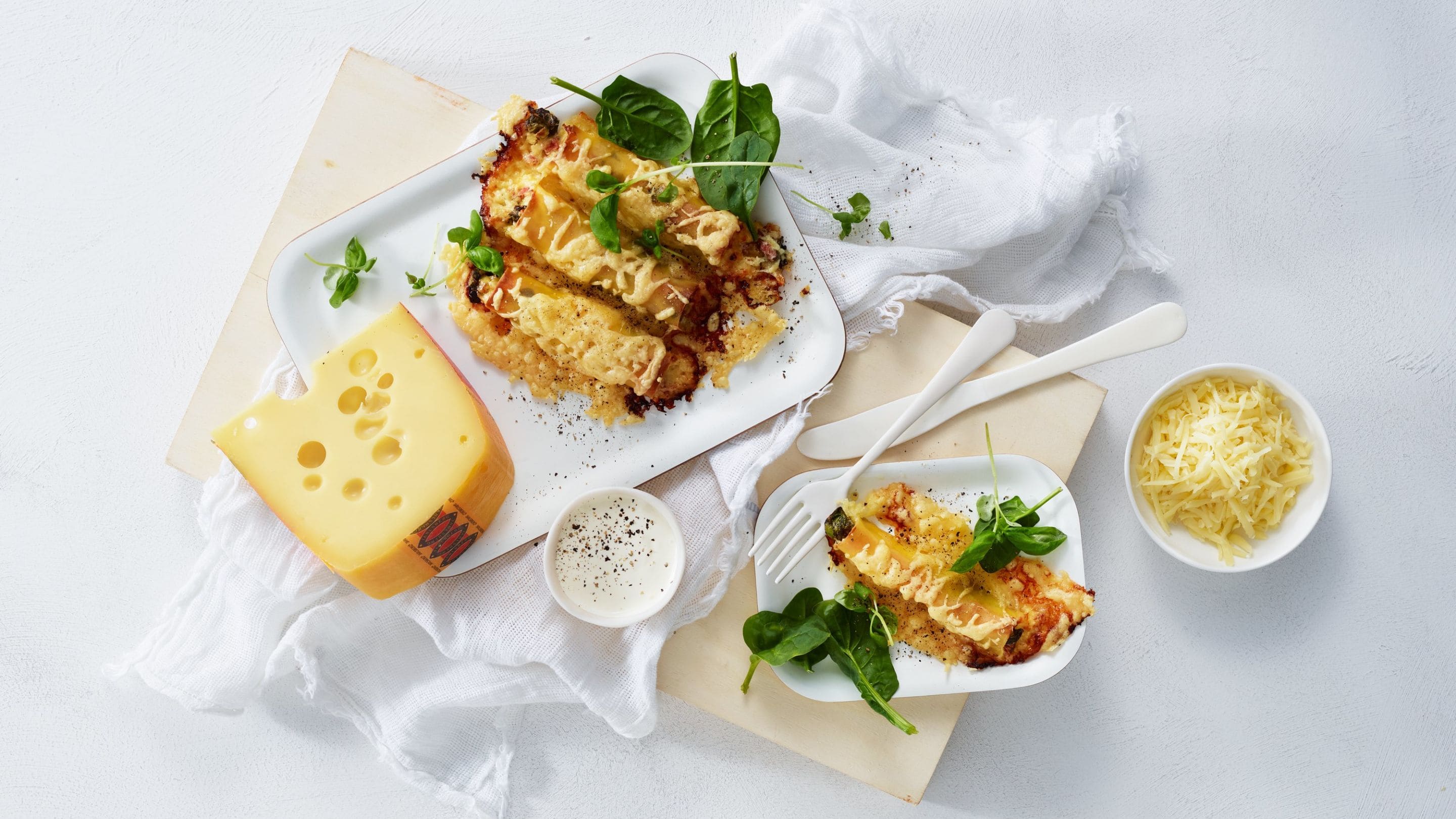Fylte cannelloni med Jarlsberg®, spinat og prosciutto