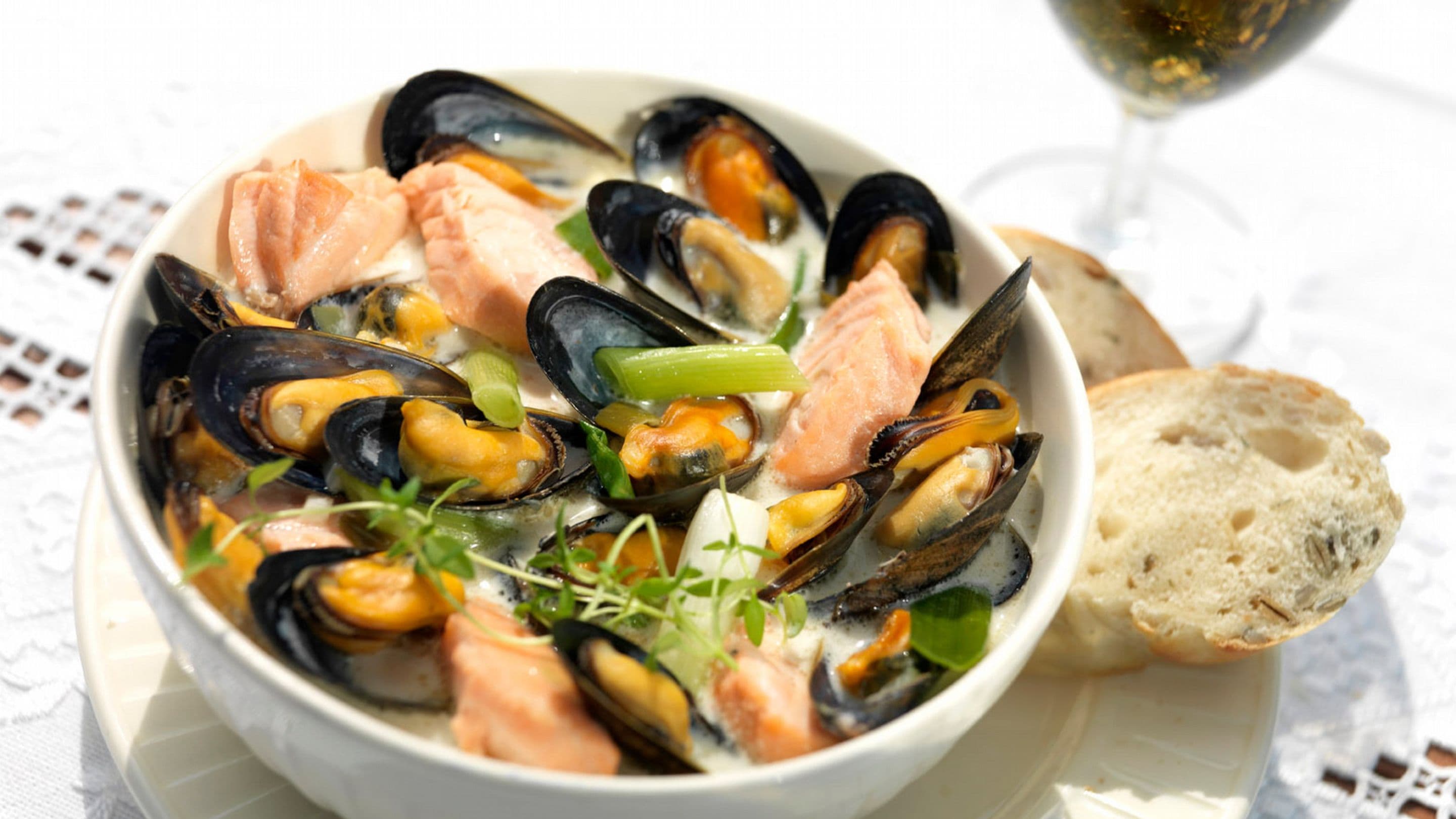 Fiskesuppe med blåskjell