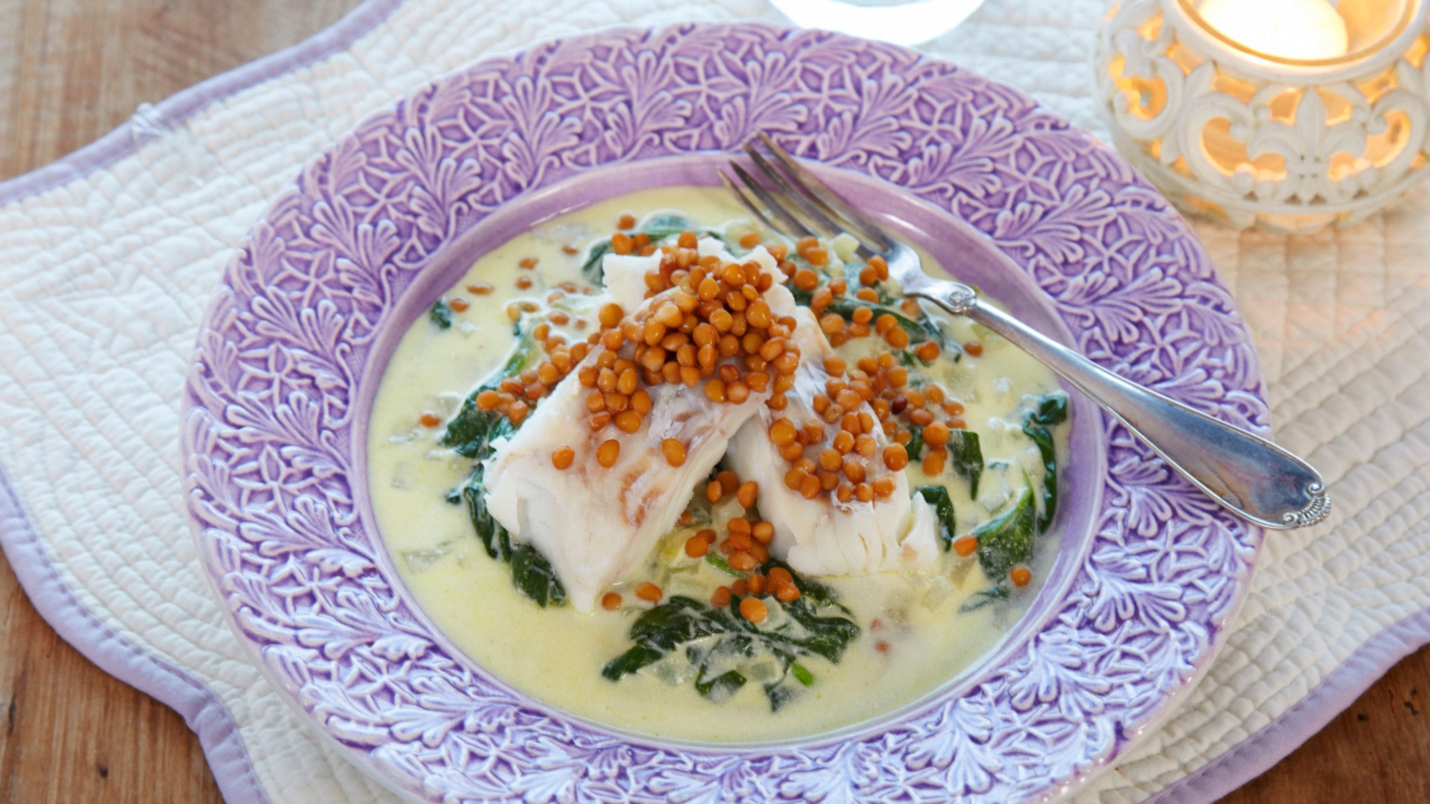 Fisk med kremet spinat