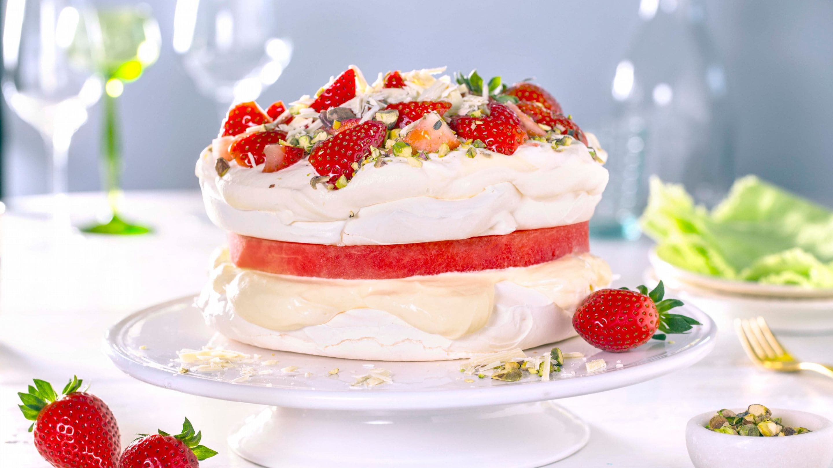 Pavlova med vannmelon