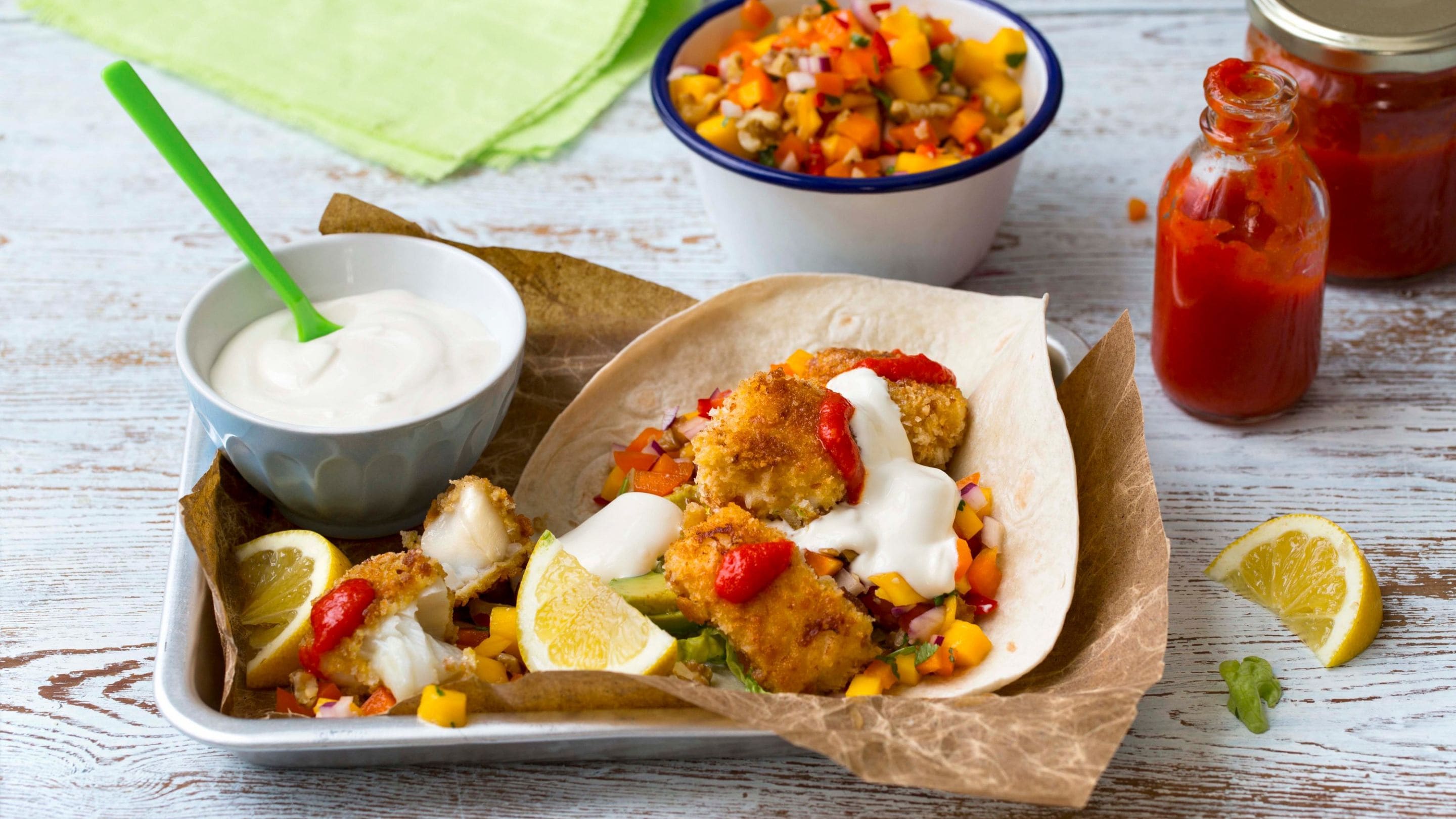 Taco med panert fisk