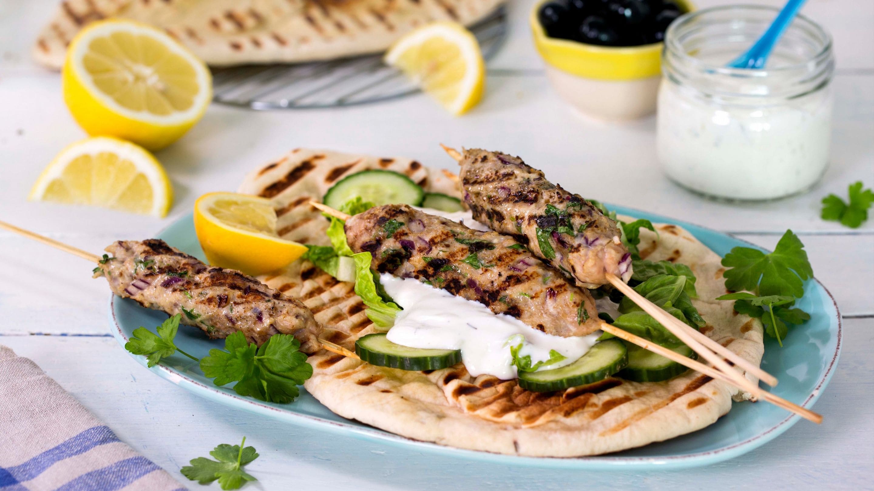 Kyllingkabab med tzatziki