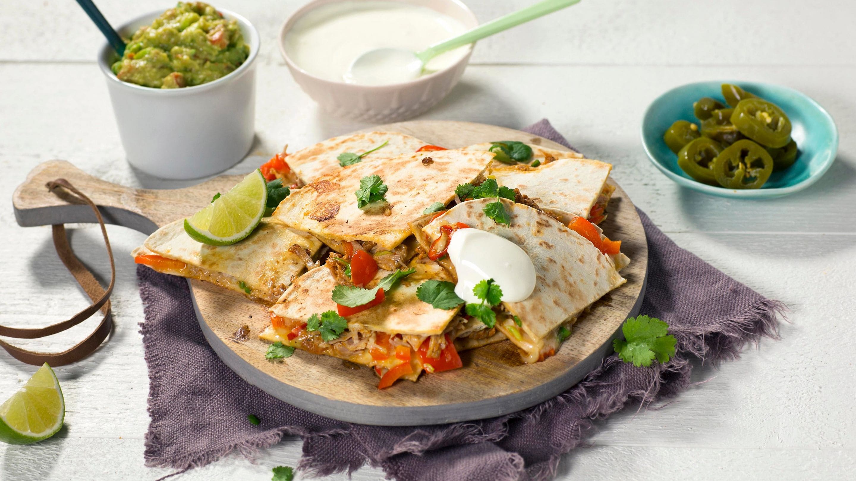 Quesadias med pulled pork og guacamole