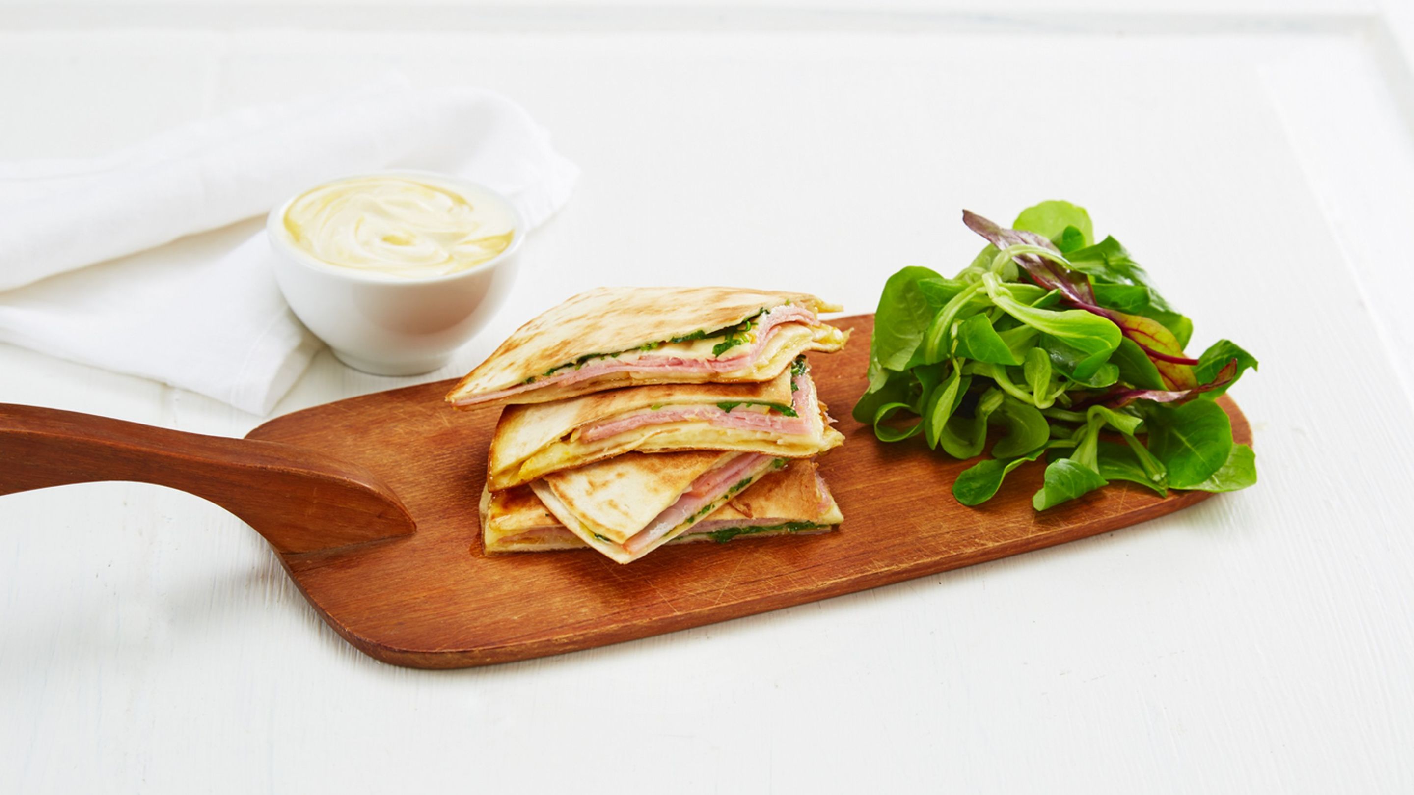 Quesadilla med Ridderost og skinke