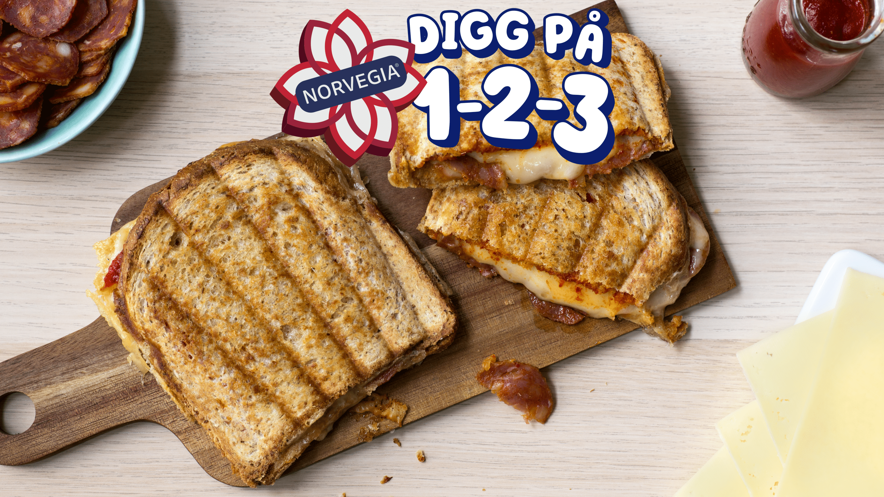 Spicy-toast med Norvegia® «Digg på 1-2-3»