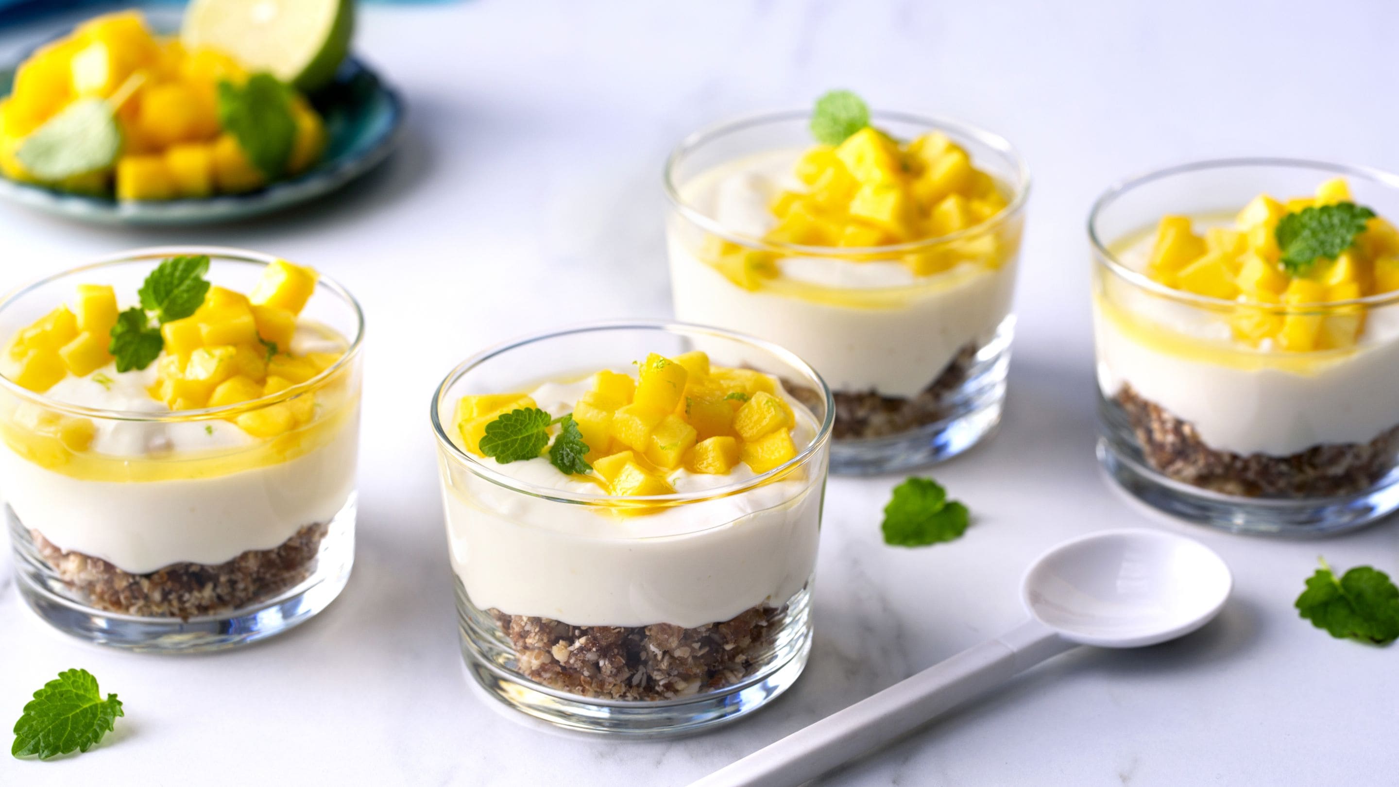 Ostekake-dessert i en fei