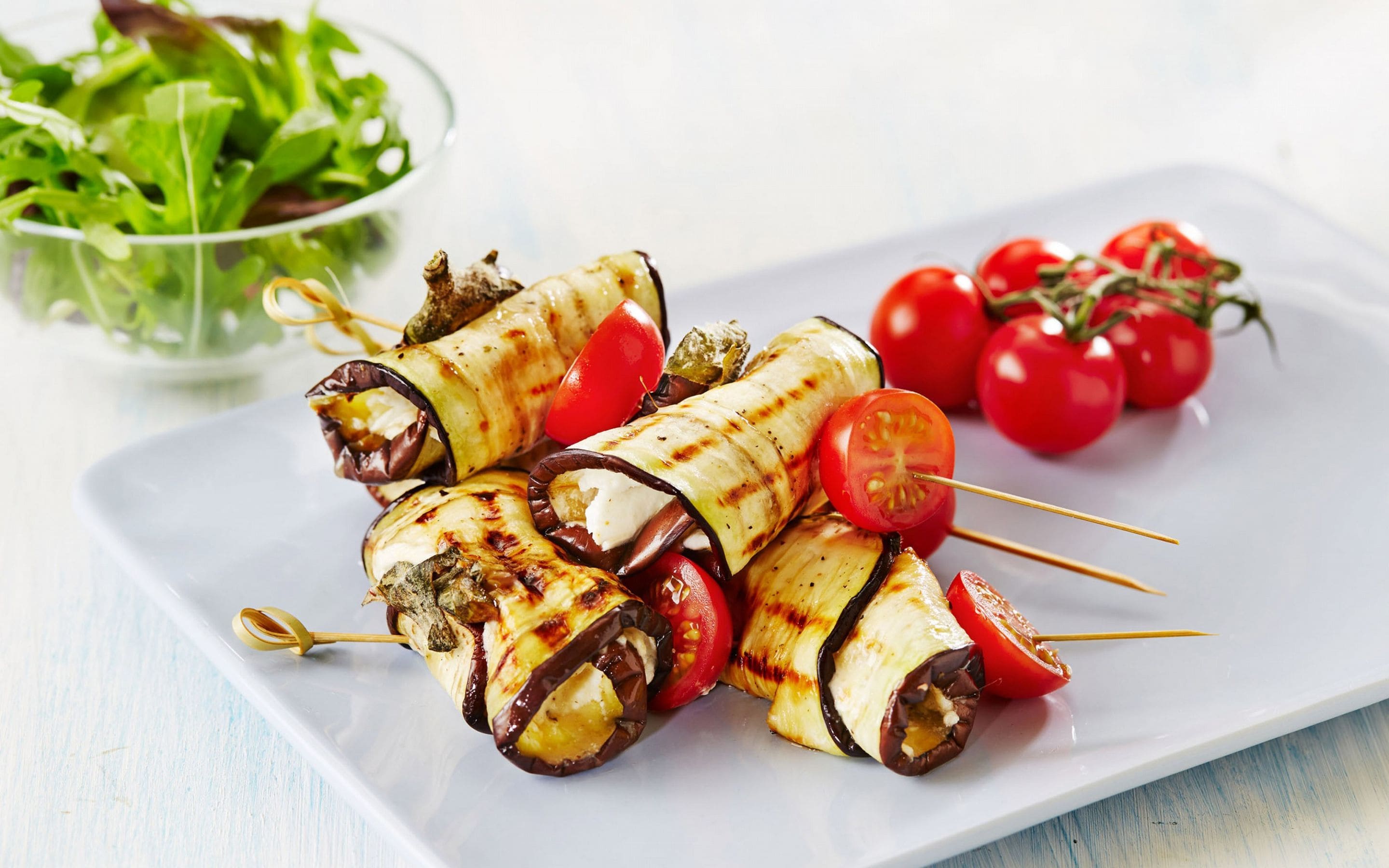Grillet aubergine med chevre