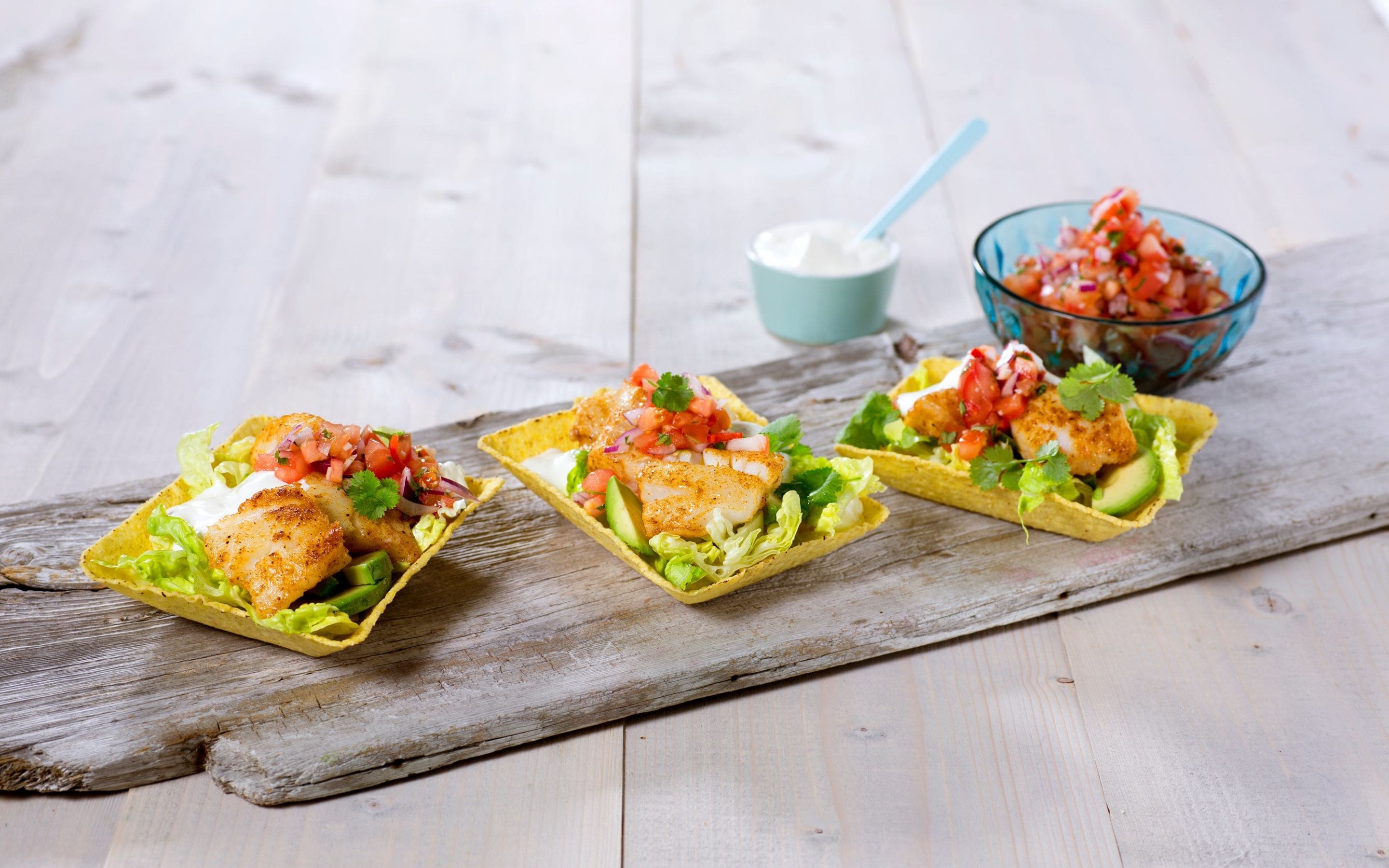 Torsketaco med pico de gallo