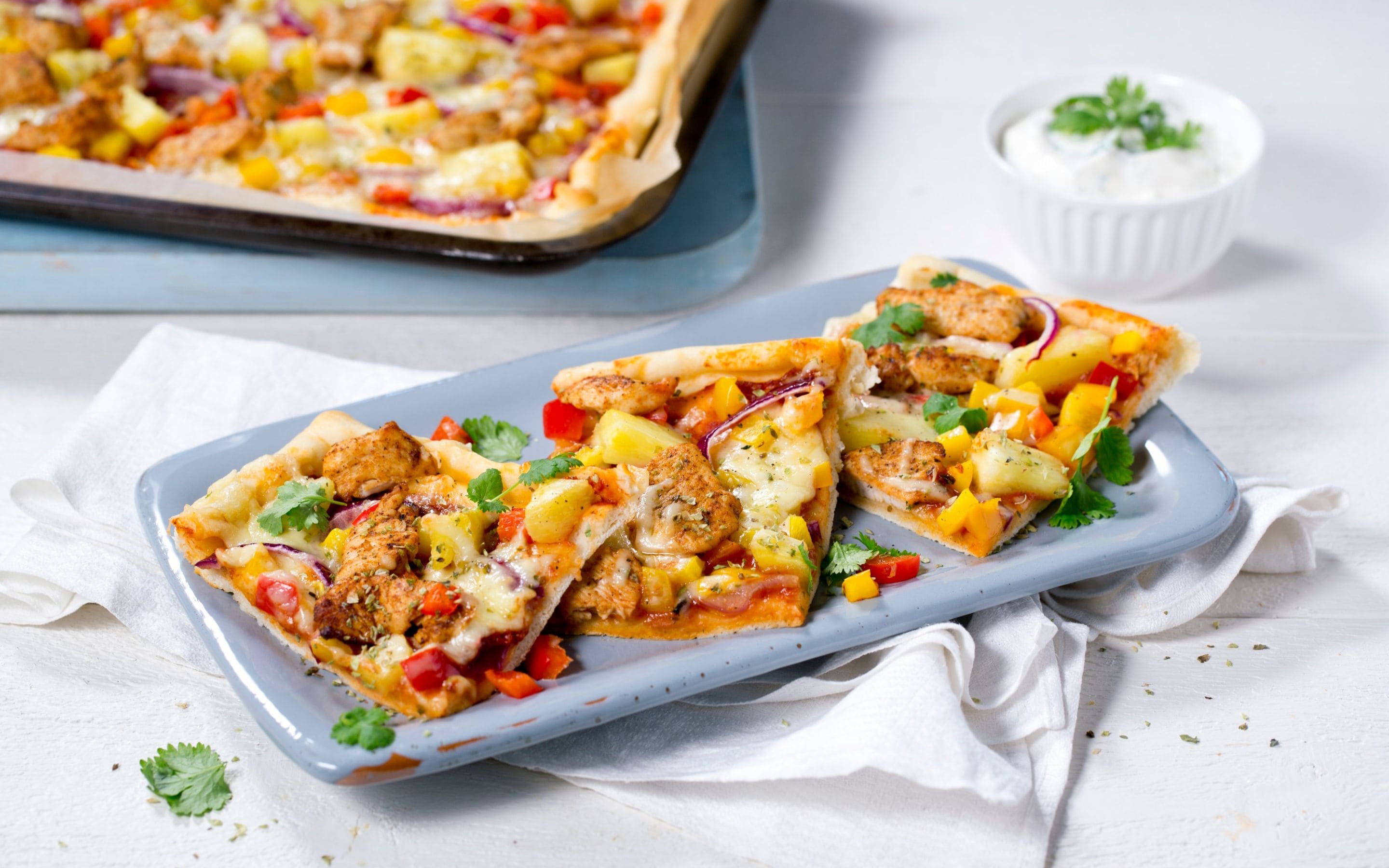 Pizza med tandoorikylling