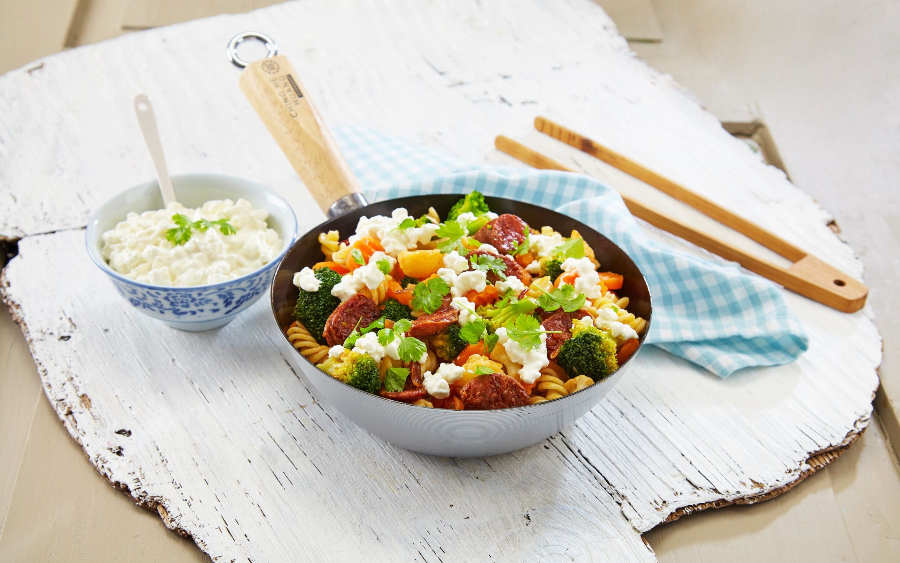 Wokpasta med Cottage Cheese