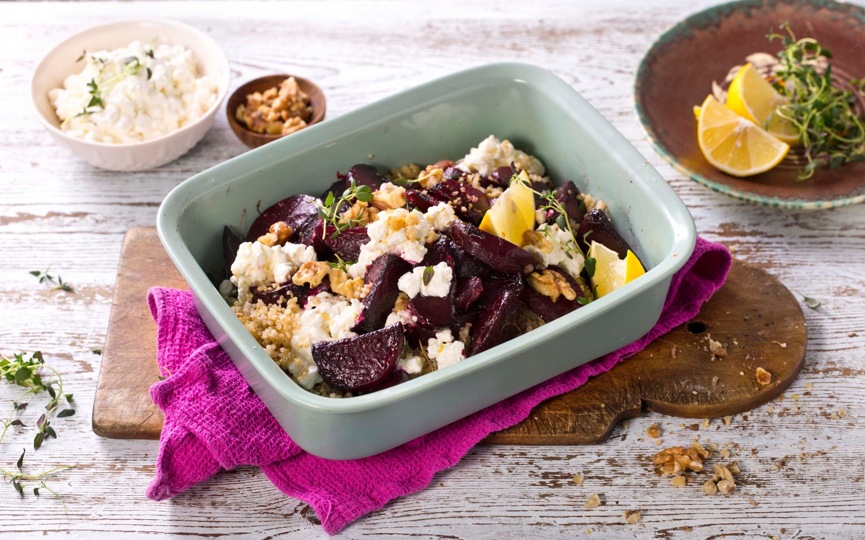 Ovnsbakte rødbeter med Cottage Cheese