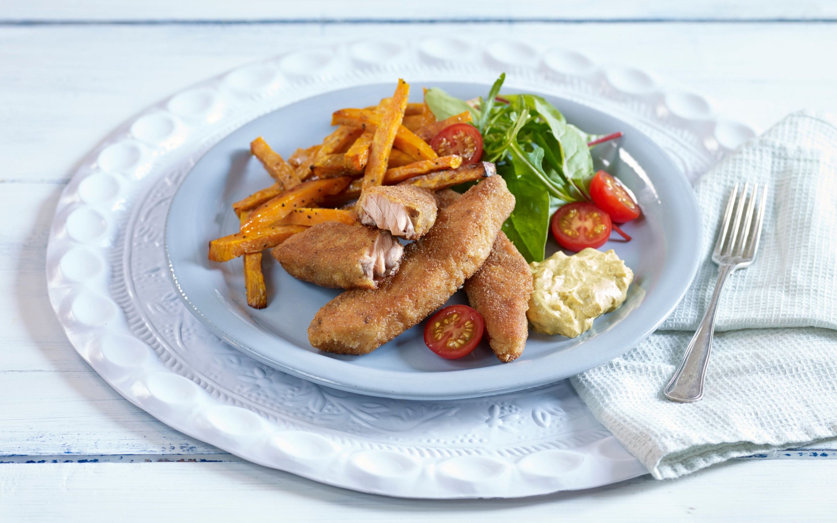 Fiskefingre med søtpotetstaver