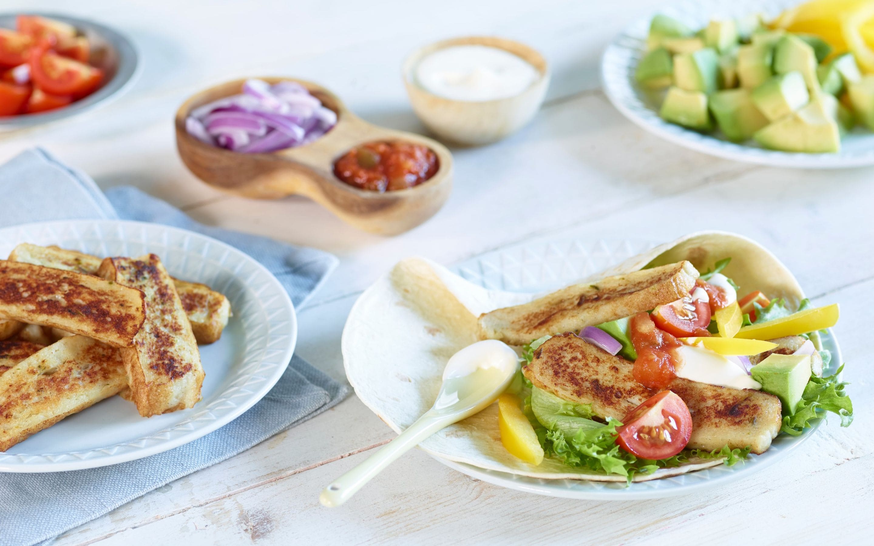 Wraps med fiskekaker