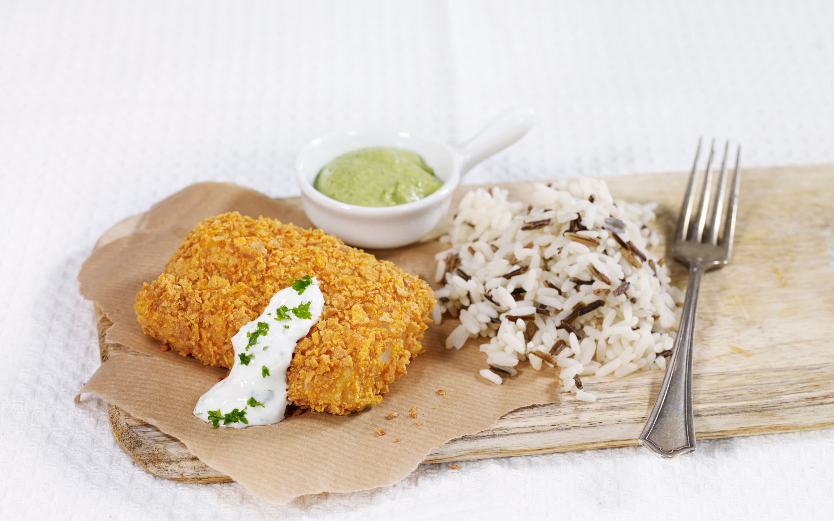 Cornflakes-panert torskefilet med brokkolipuré