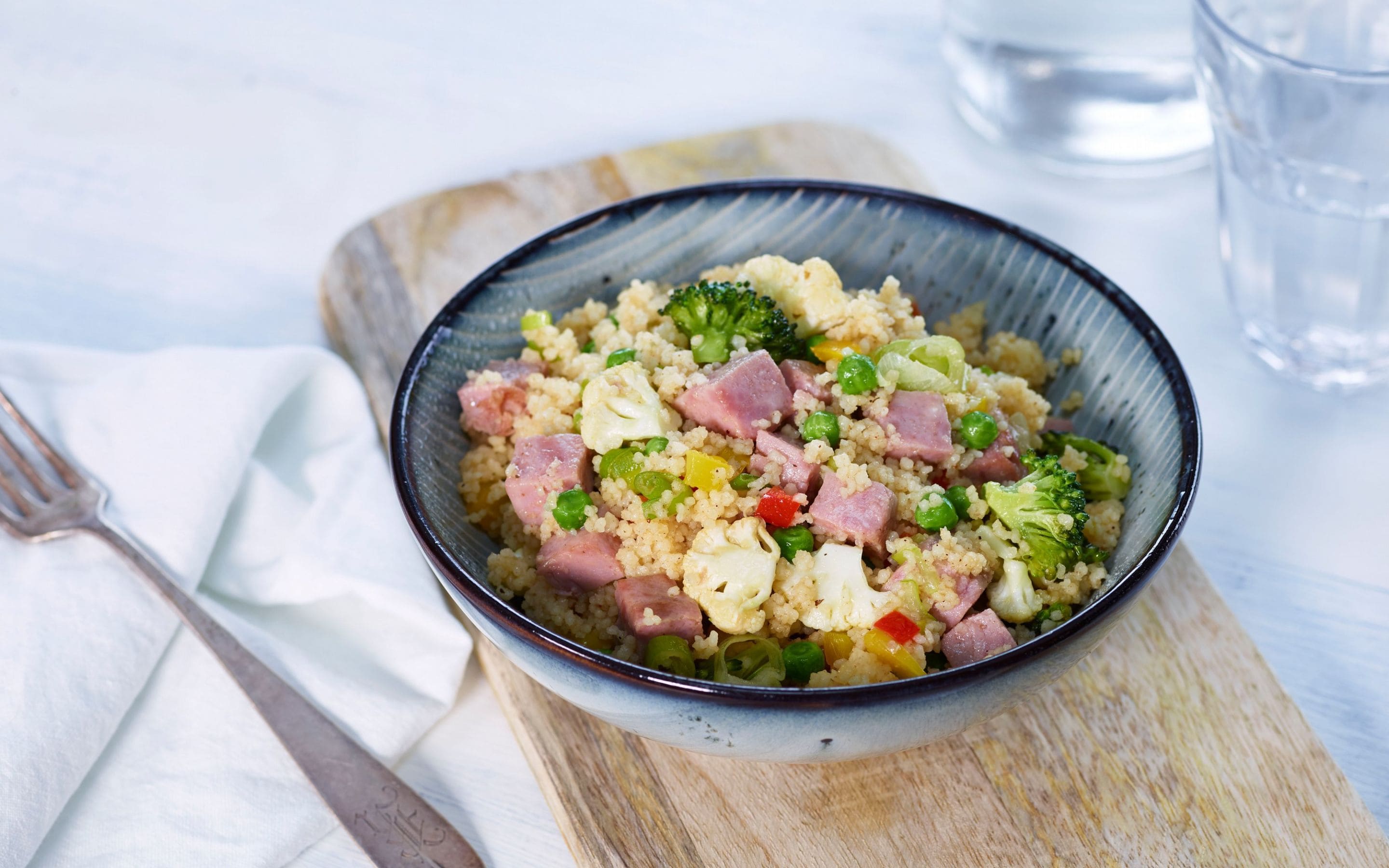 Couscous med grønnsaker og skinke