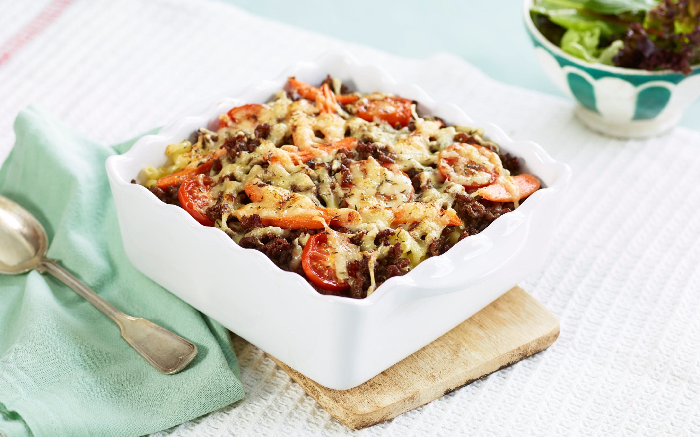Gratinert makaroni med kjøttdeig
