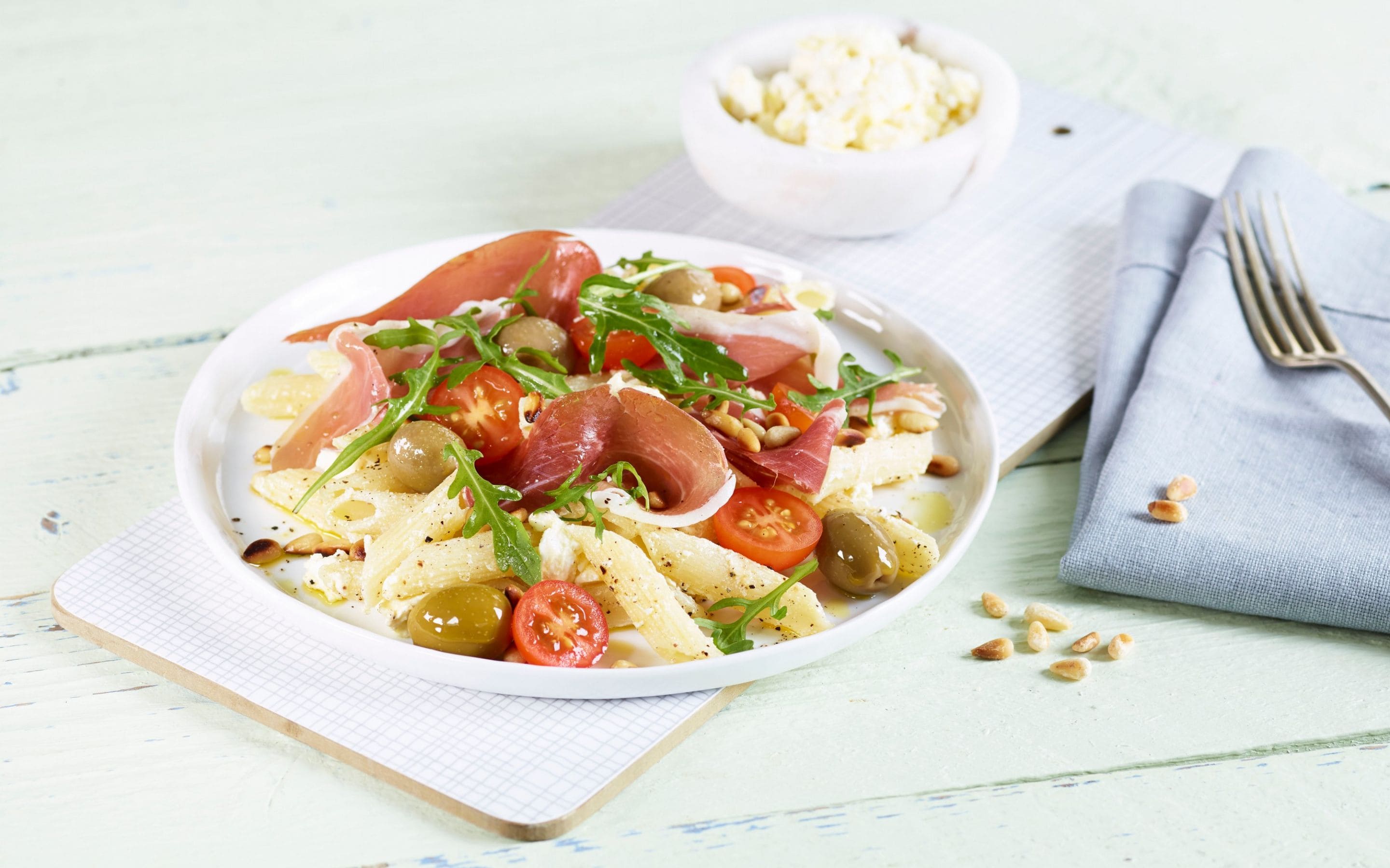 Pasta med spekeskinke og fetaost