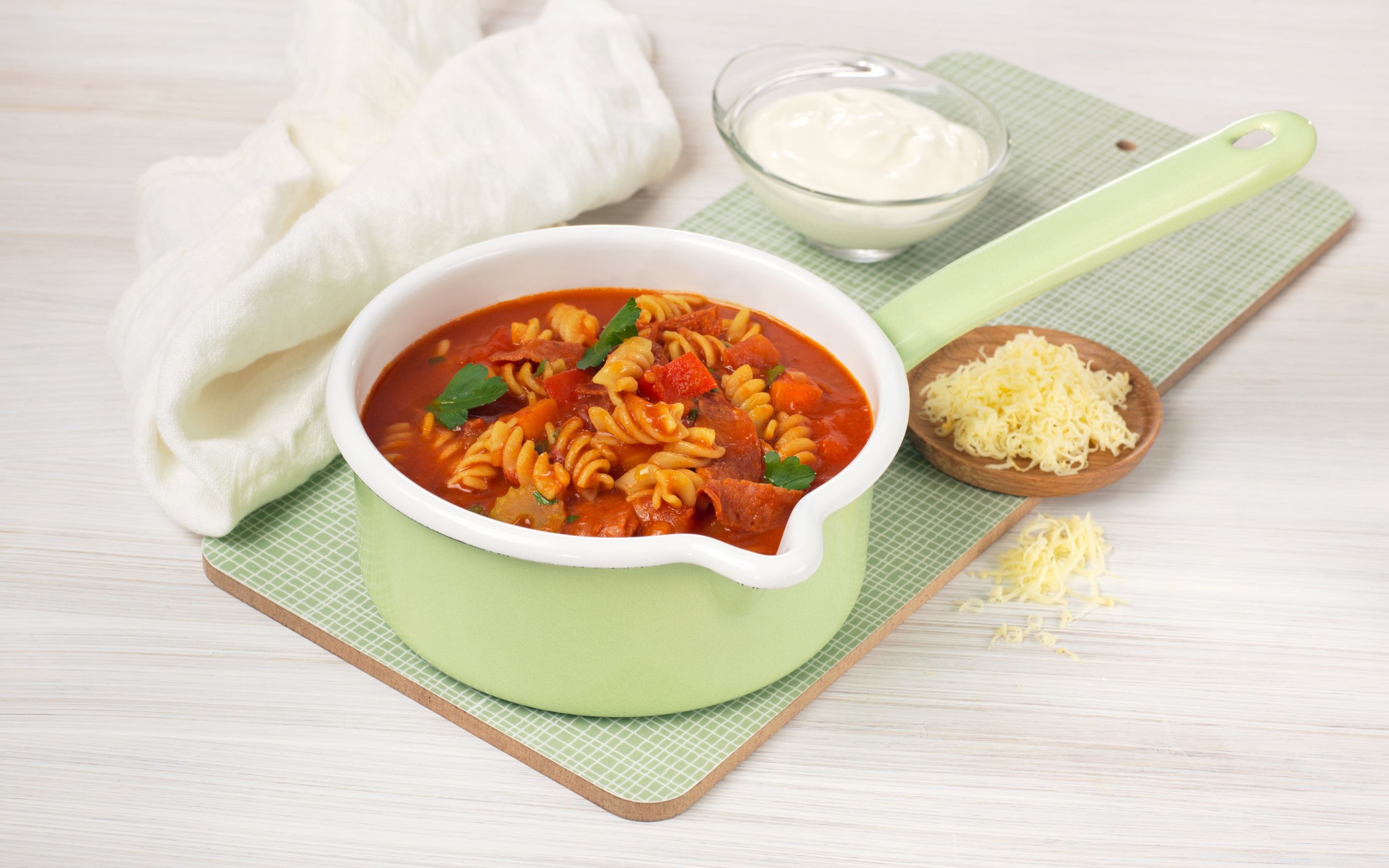 Pastasuppe med chorizo