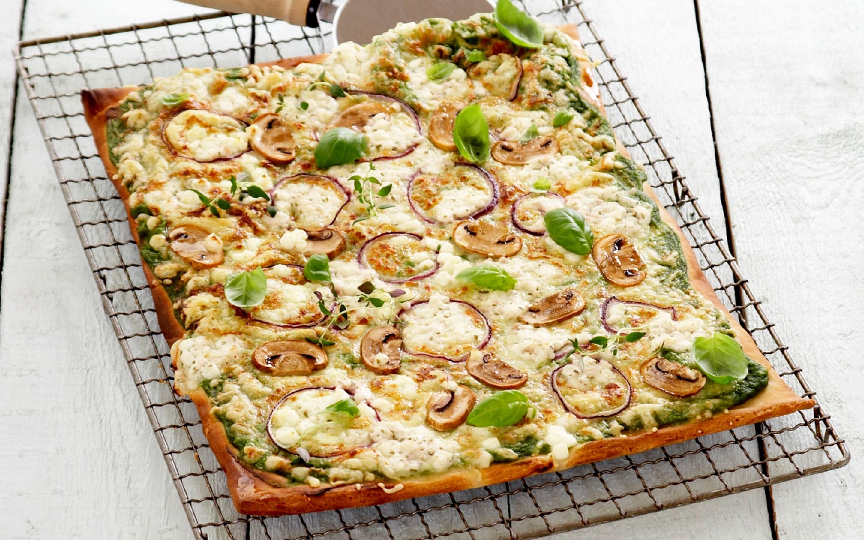 Vegetarpizza med Cottage Cheese