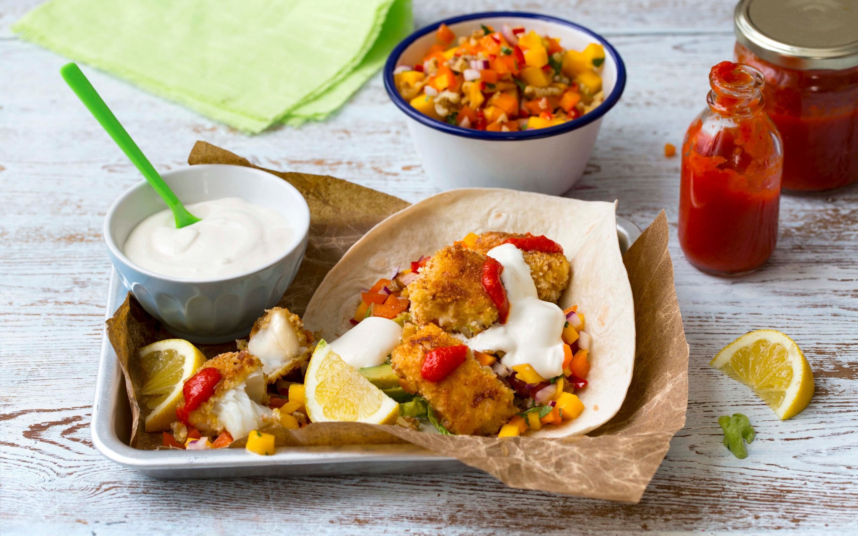 Taco med panert fisk