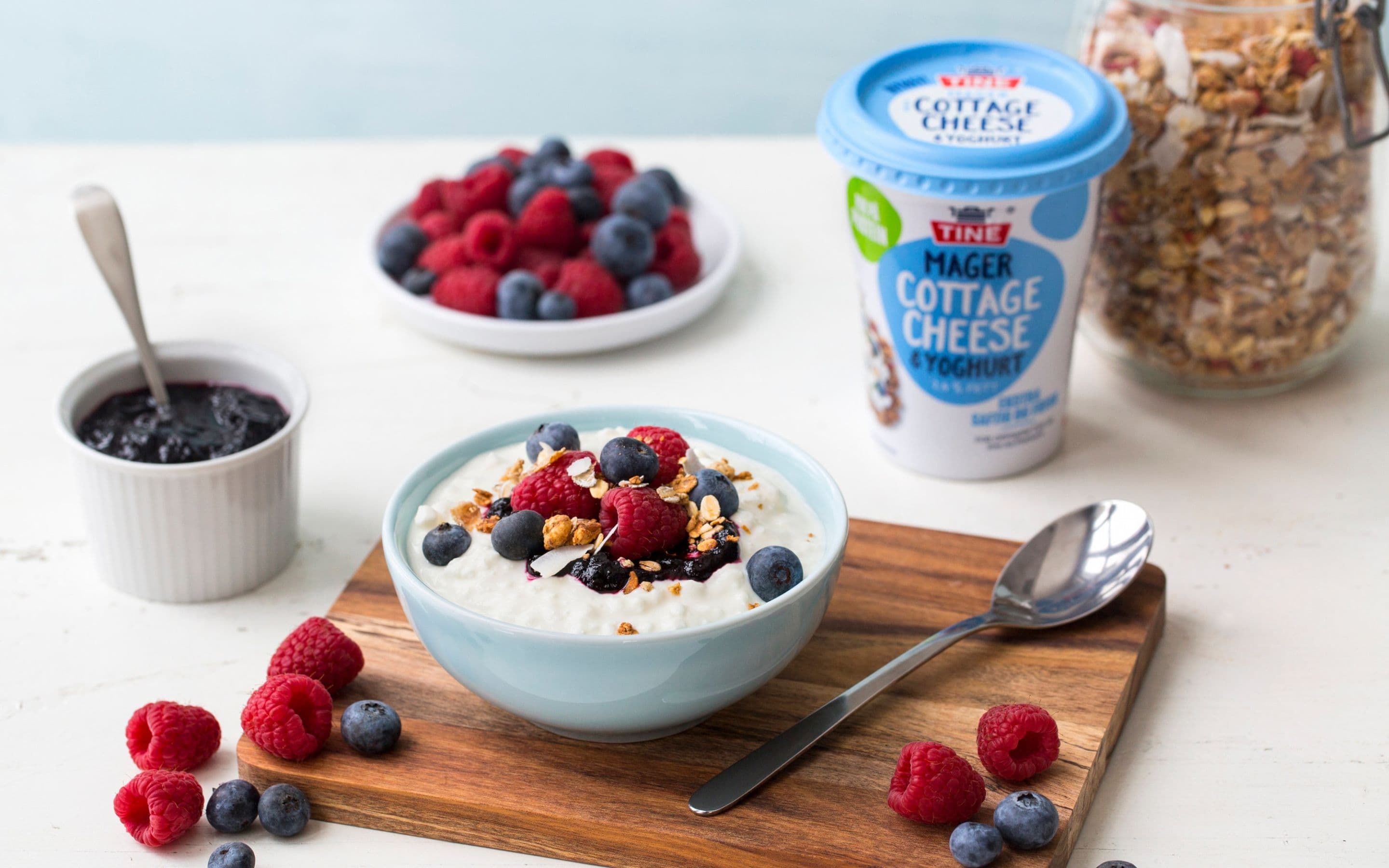 Frokost bowl med cottage cheese