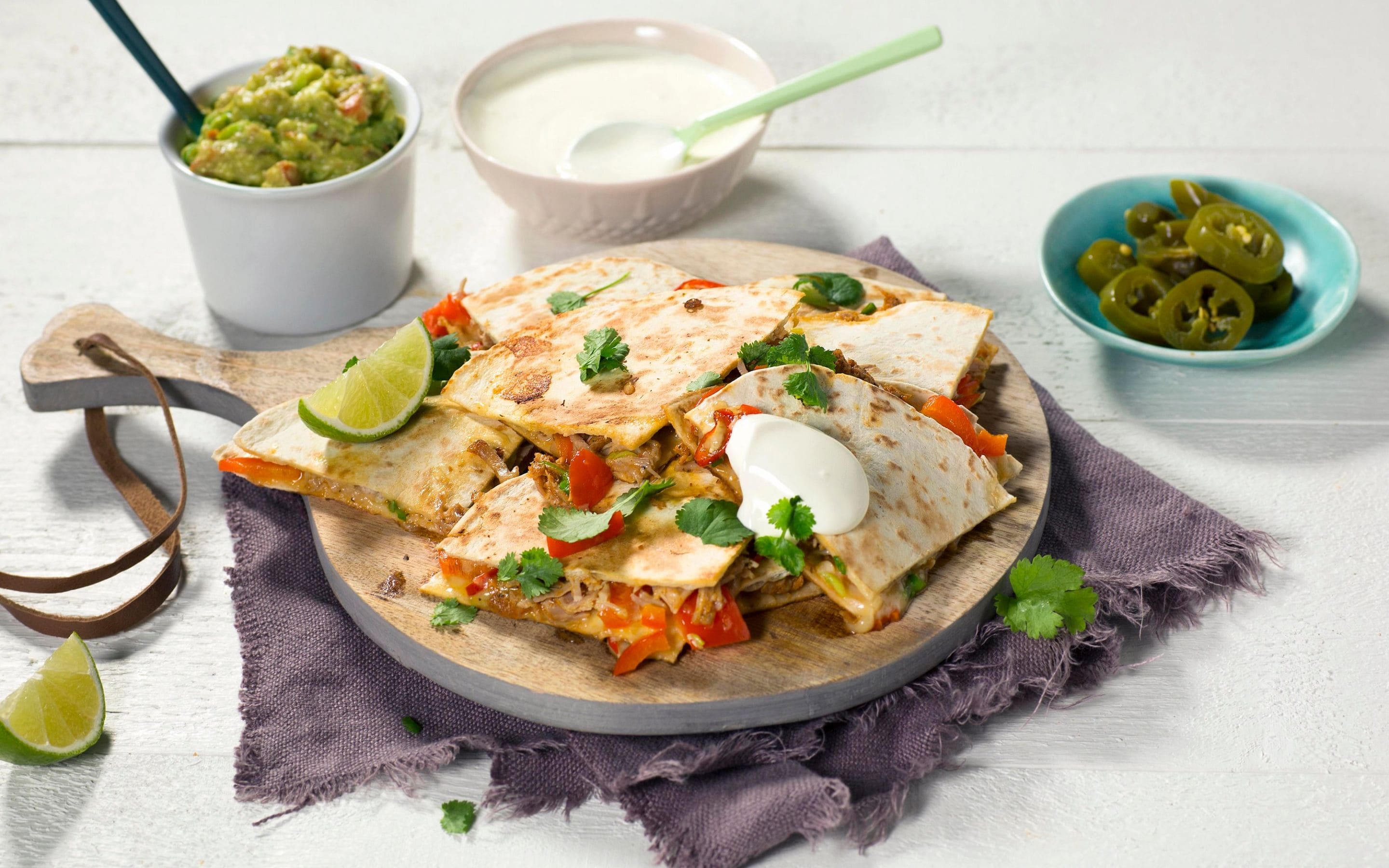 Quesadias med pulled pork og guacamole