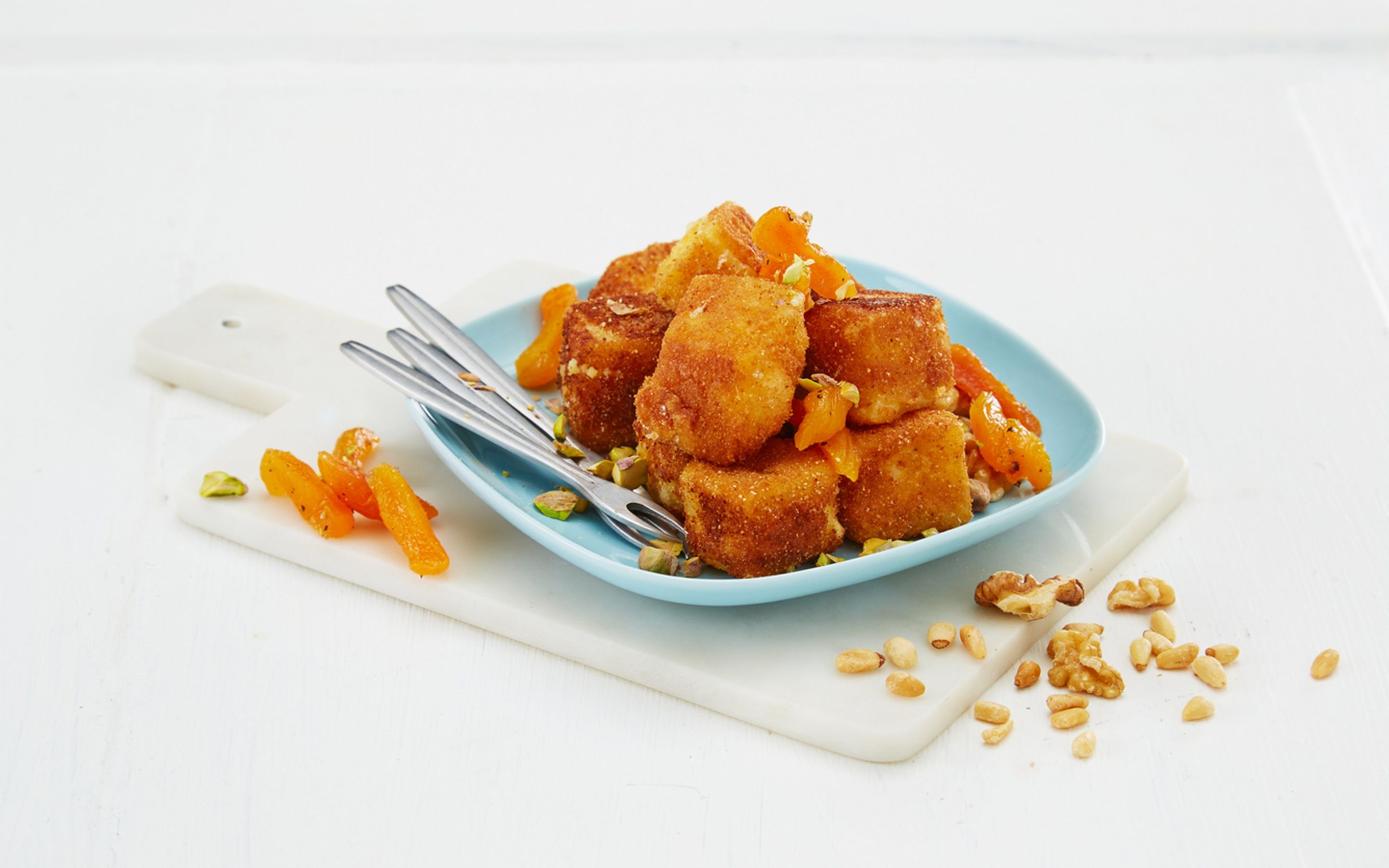 Fritert ridderost med pepperaprikoser