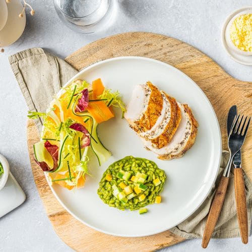 Smørstekt kyllingbryst med ruccolarisotto 
