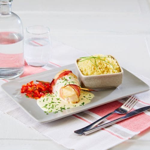 Ostefylte kyllingbryst med couscous og paprika