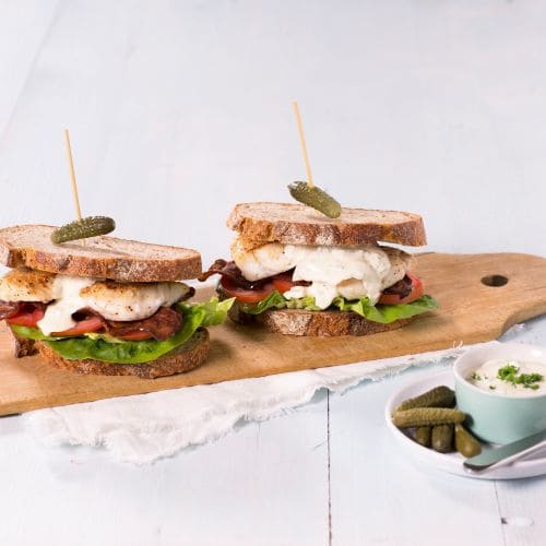 Sandwich med stekt torsk og remulade