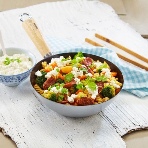 Wokpasta med Cottage Cheese